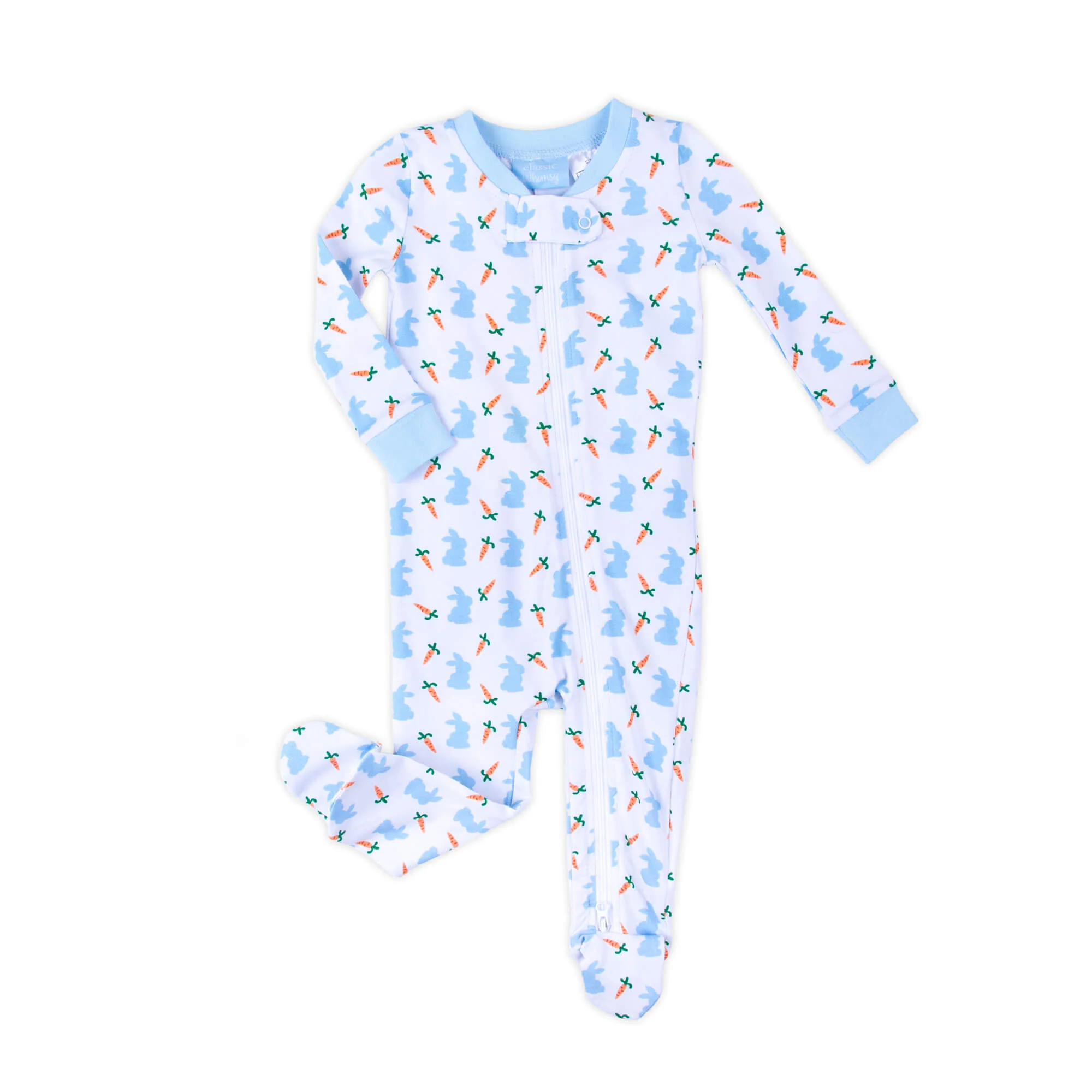 Bunnies & Carrots Blue Zip Sleeper - Image 2