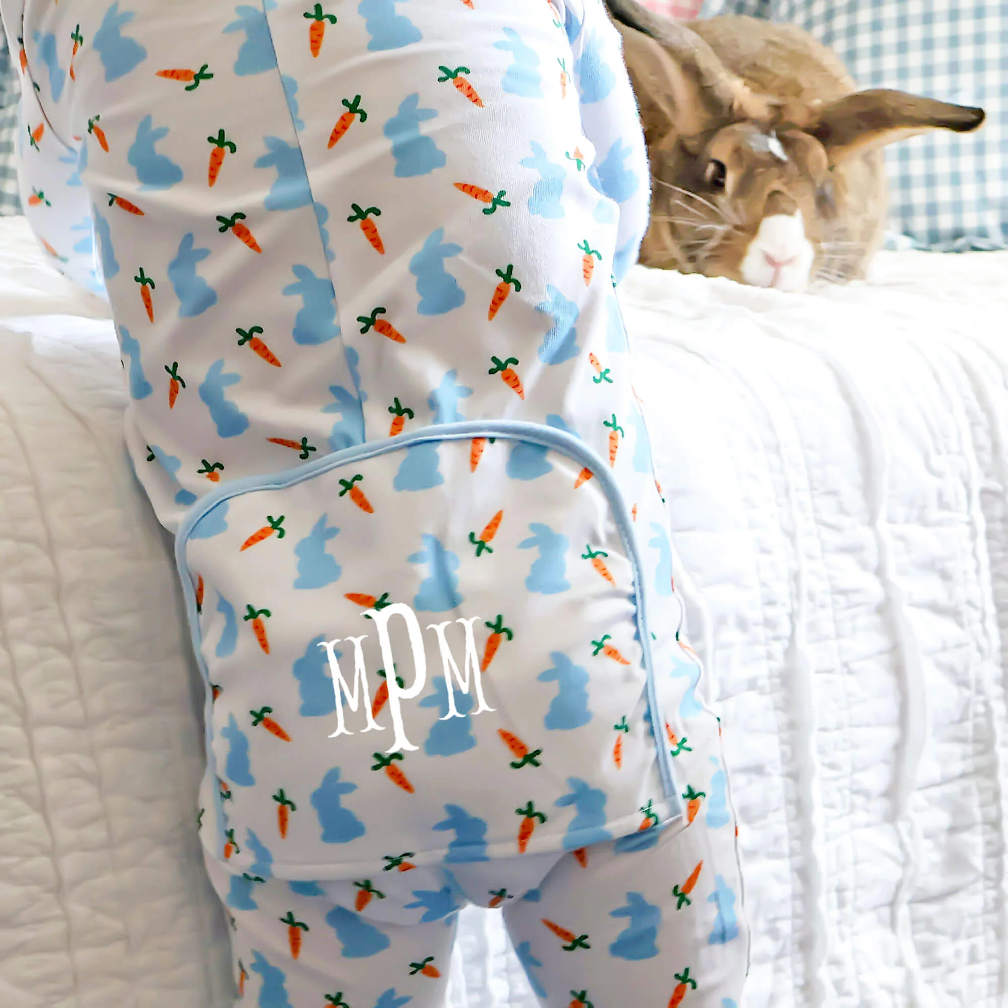 Bunnies & Carrots Blue Zip Sleeper - Image 3