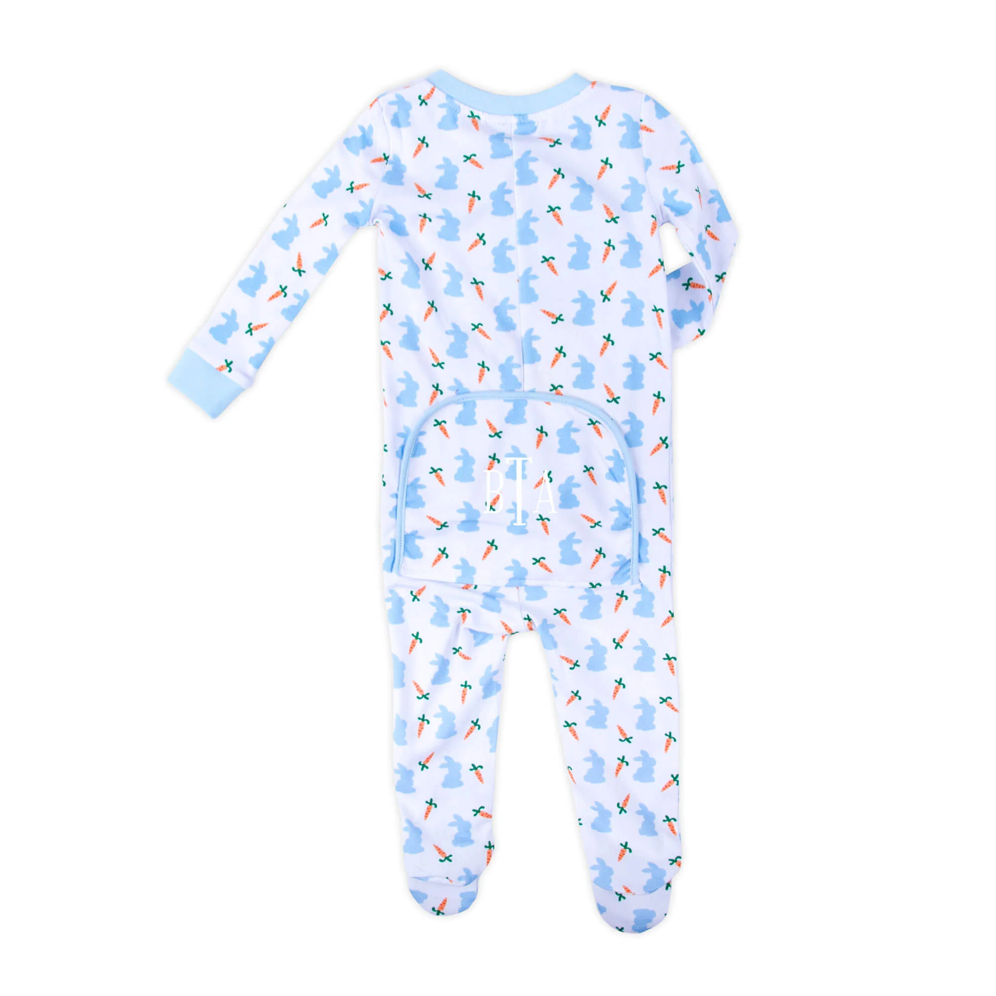 Bunnies & Carrots Blue Zip Sleeper - Image 4