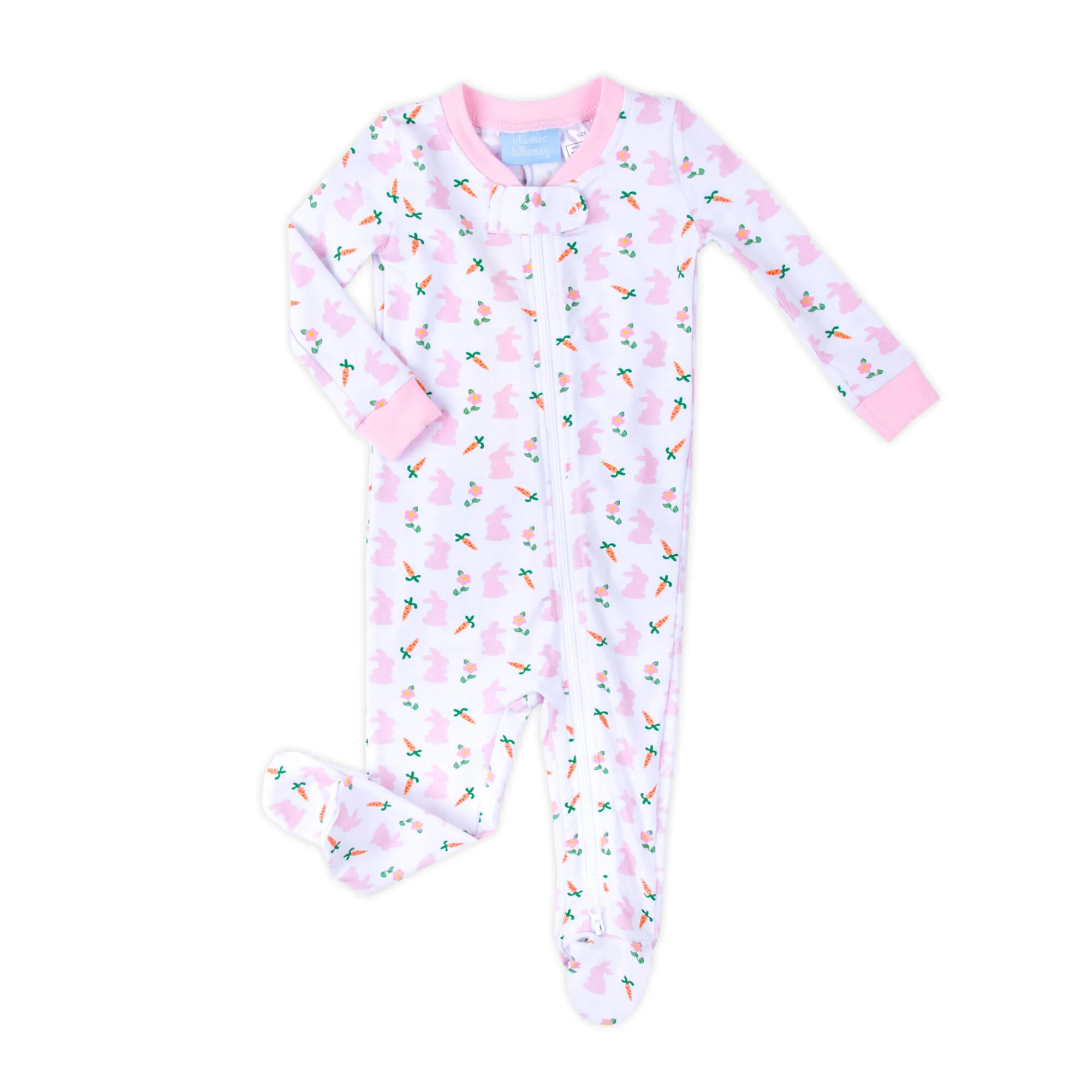 Bunnies & Carrots Pink Zip Sleeper - Image 3