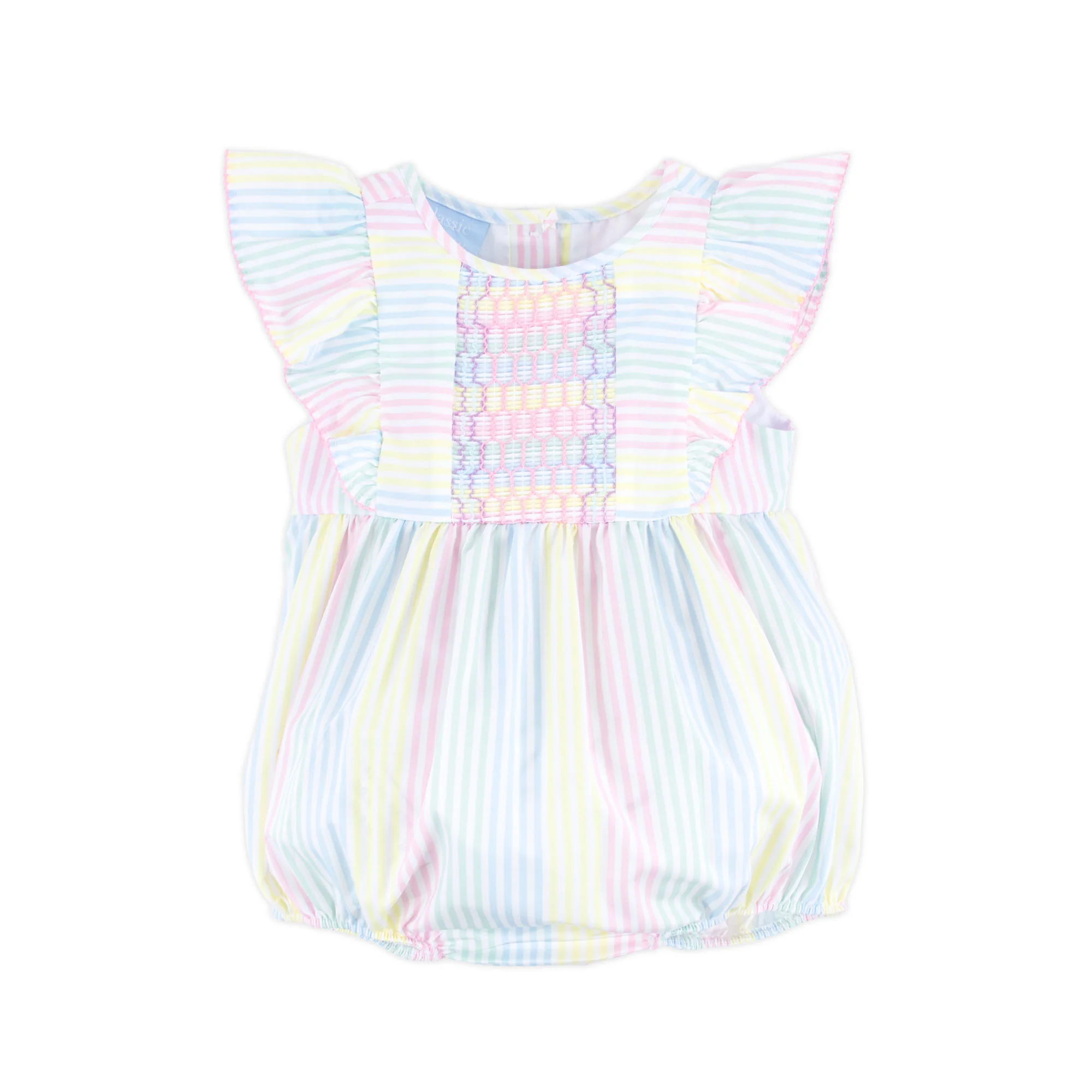 Spring Love Stripe Smocked Rachel Bubble - Image 2