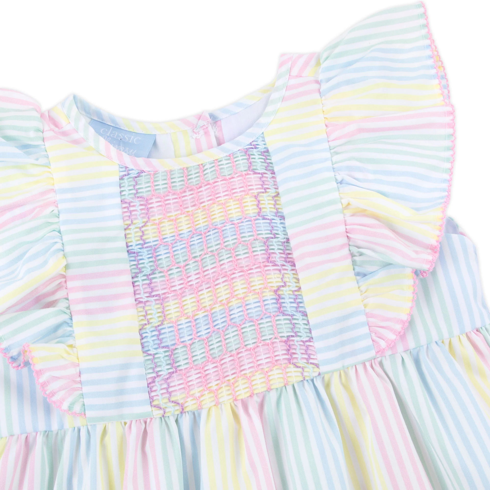Spring Love Stripe Smocked Rachel Bubble - Image 5