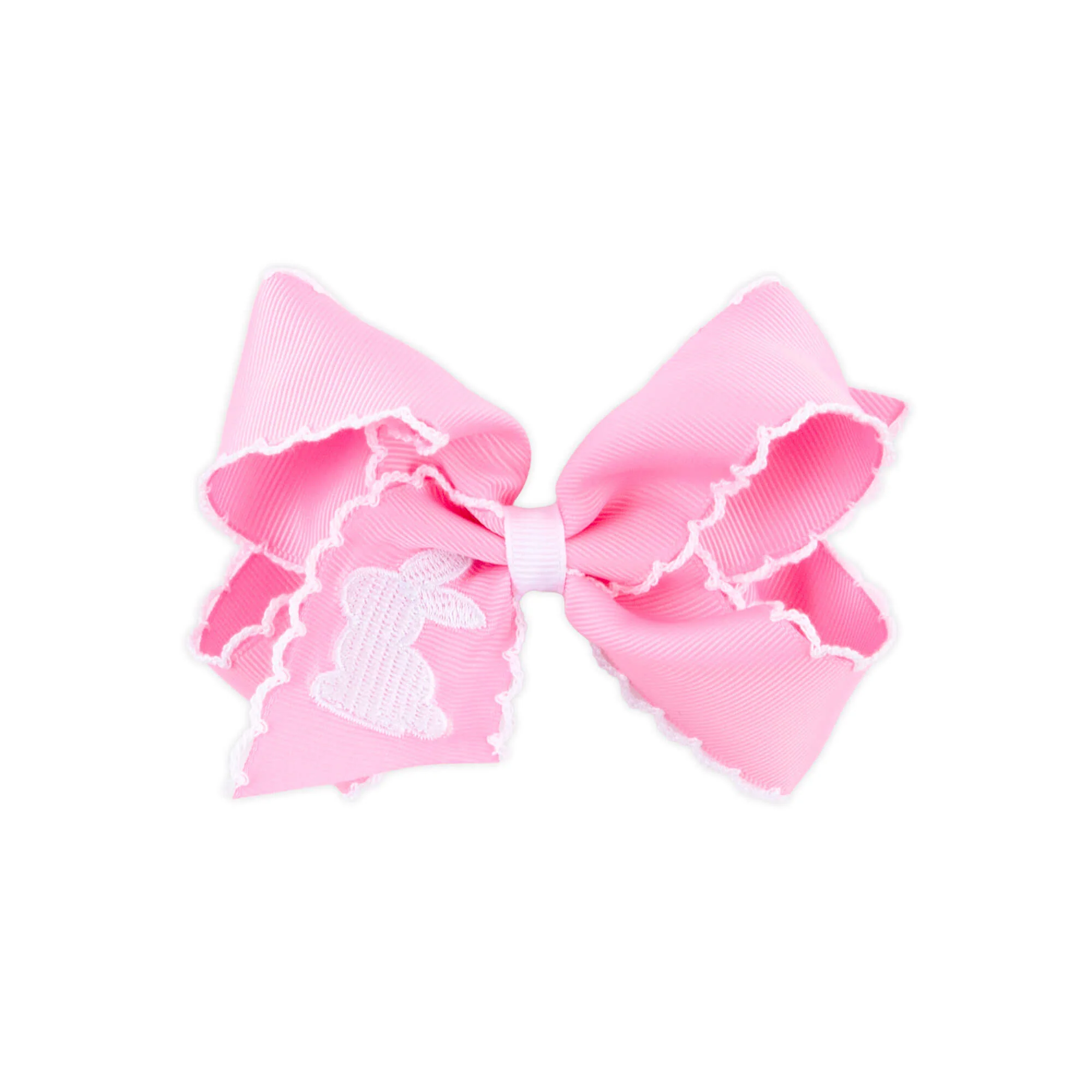 Easter Bunny Embroidered Moonstitch Hair Bow - Image 3