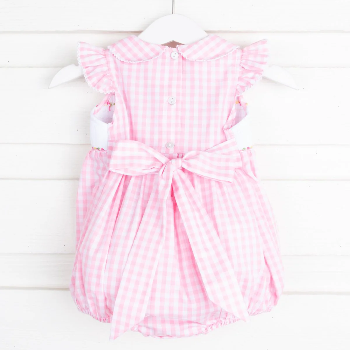 Bunny Bum Smocked Collared Bubble Pink Check - Image 2