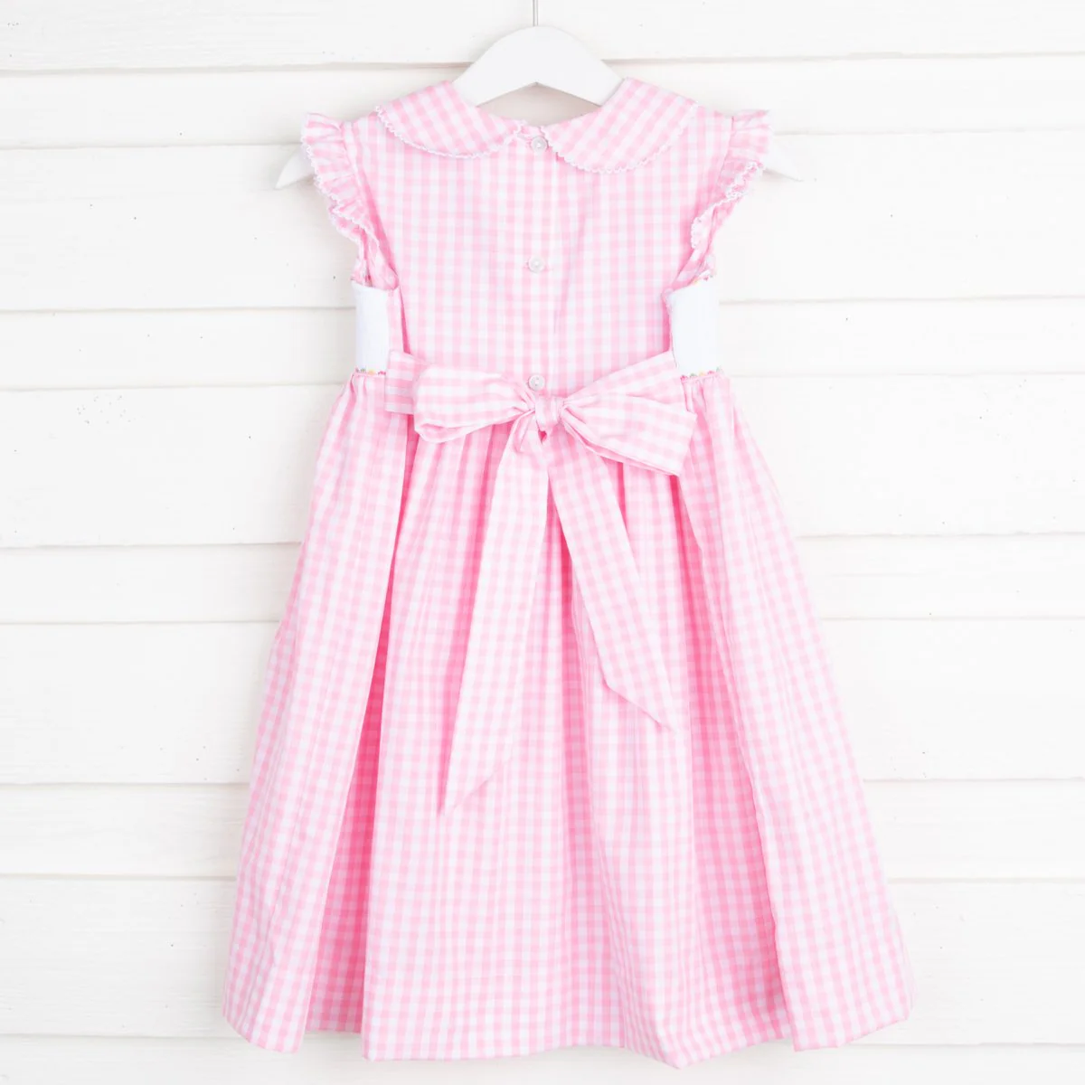 Bunny Bum Smocked Collared Dress Pink Check - Image 2