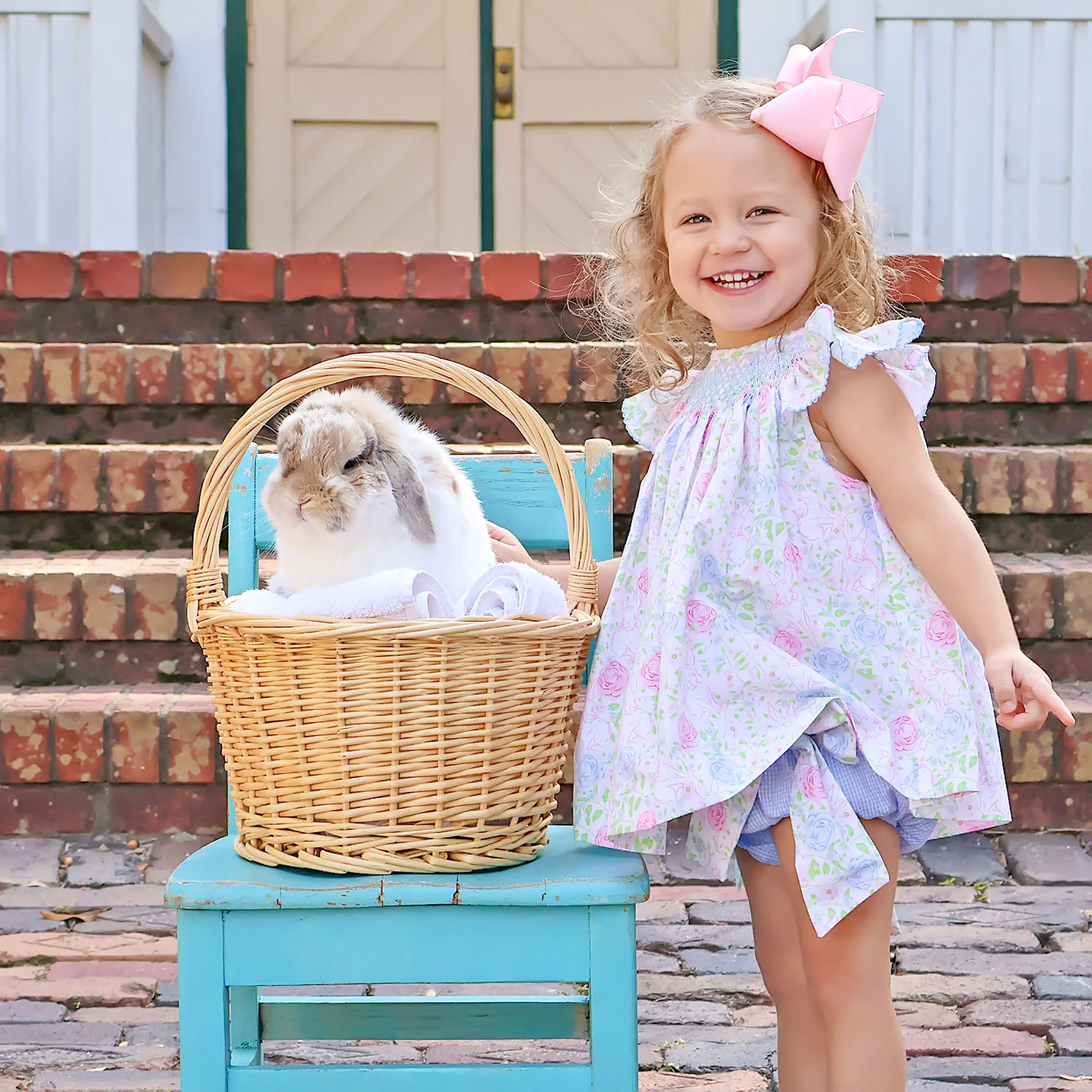 Botanical Floral Bunny Smocked Bloomer Set - Image 3