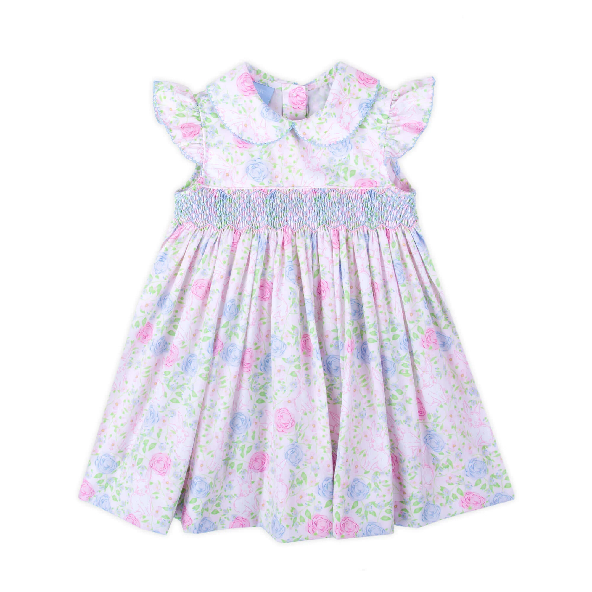 Botanical Floral Bunny Smocked Collared Dress - Image 3