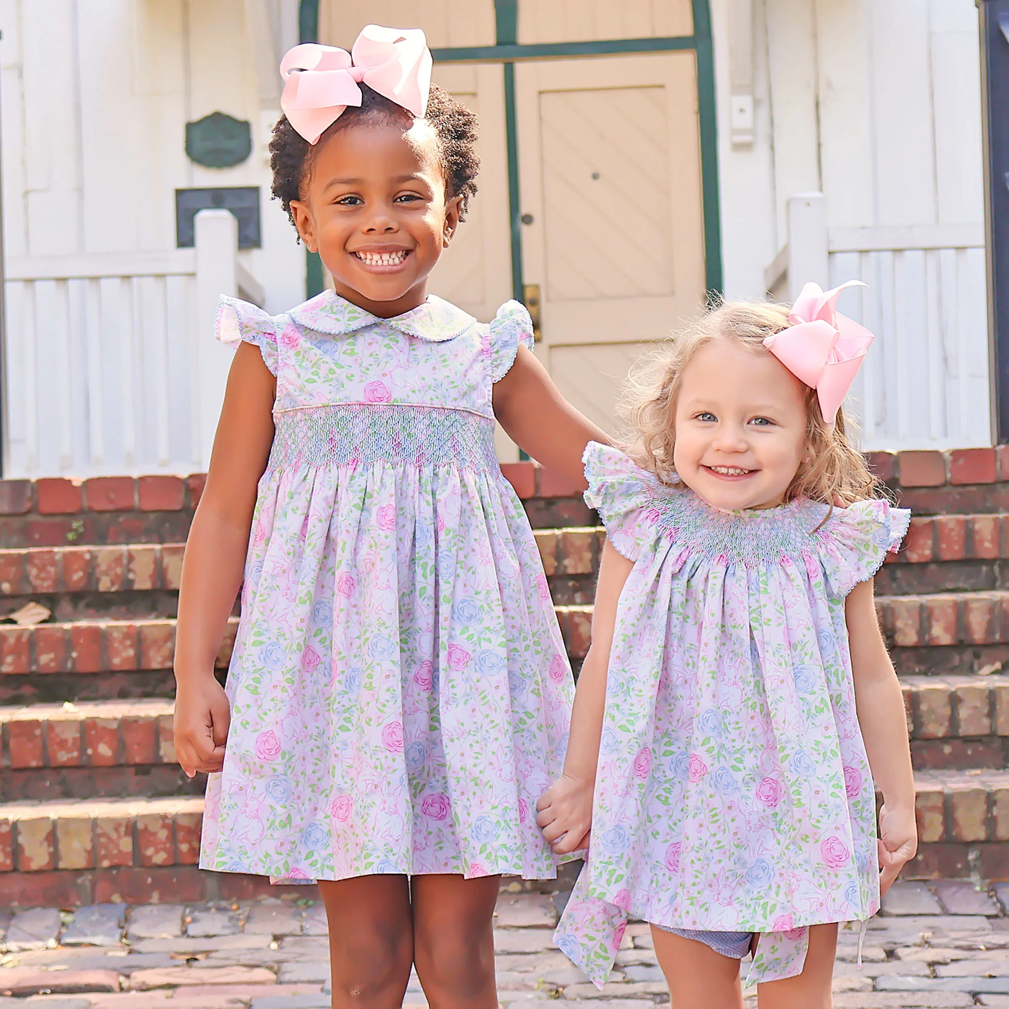 Botanical Floral Bunny Smocked Collared Dress - Image 4
