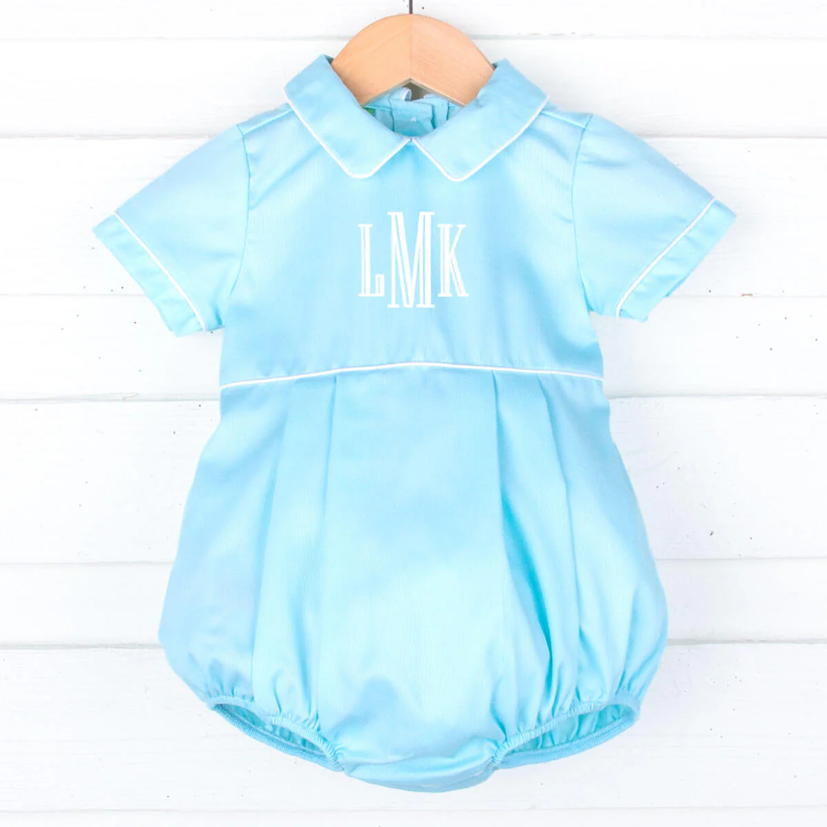 Mint Pique Collared Boy Bubble - Image 2