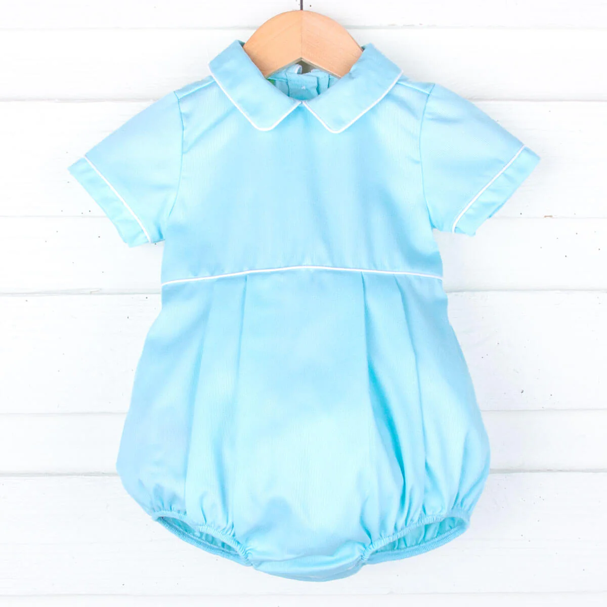Mint Pique Collared Boy Bubble - Image 5