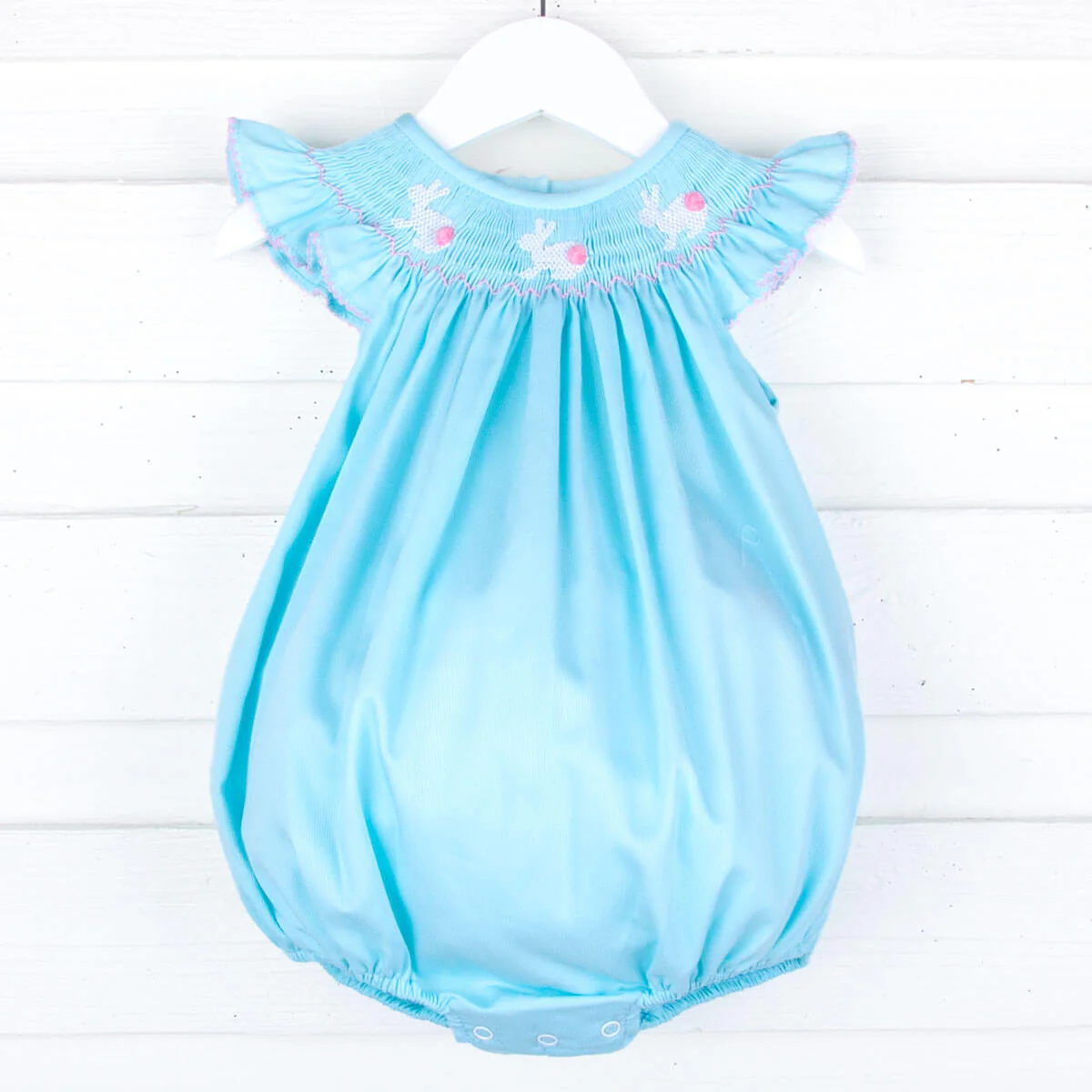 Bunny Love Mint Smocked Bubble - Image 2