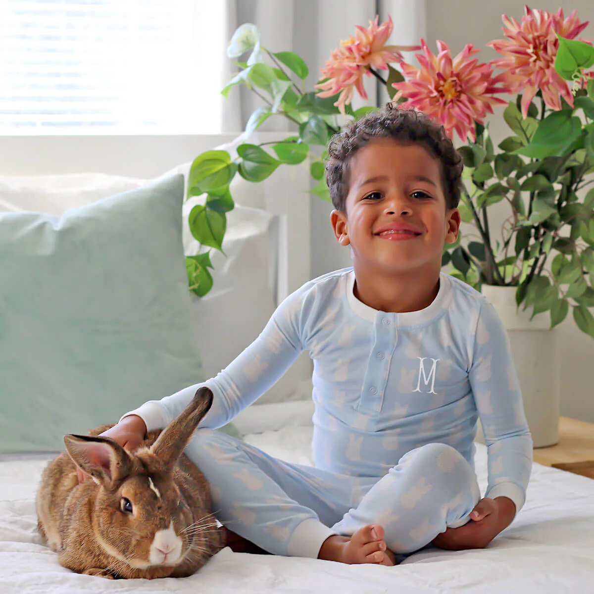 Bunny Peeps Light Blue Henley Pajamas - Image 2