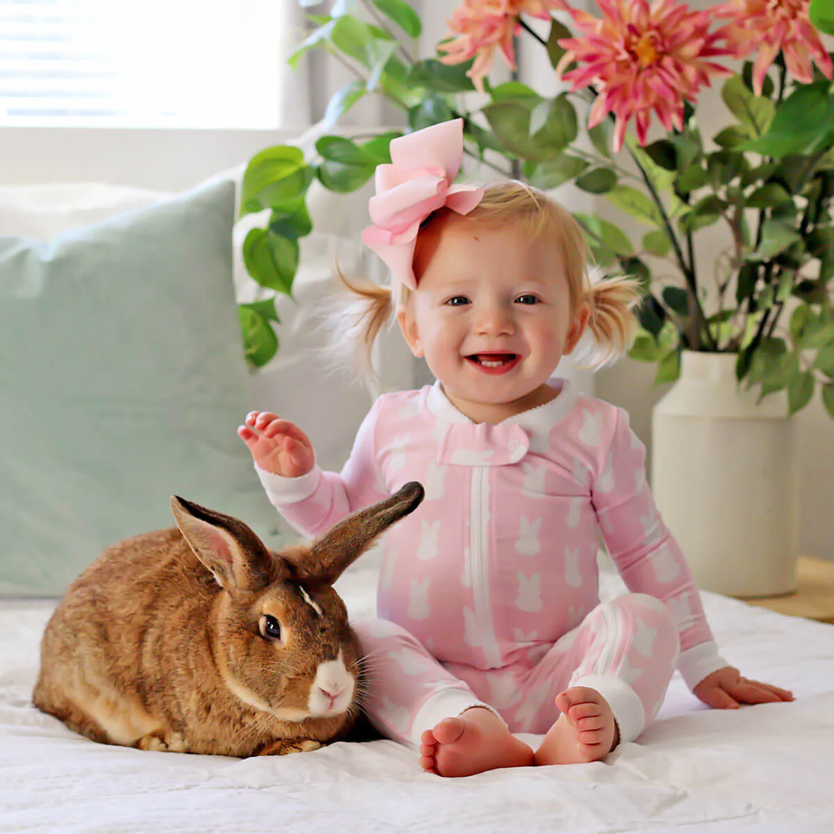 Bunny Peeps Pink Zip Sleeper - Image 5