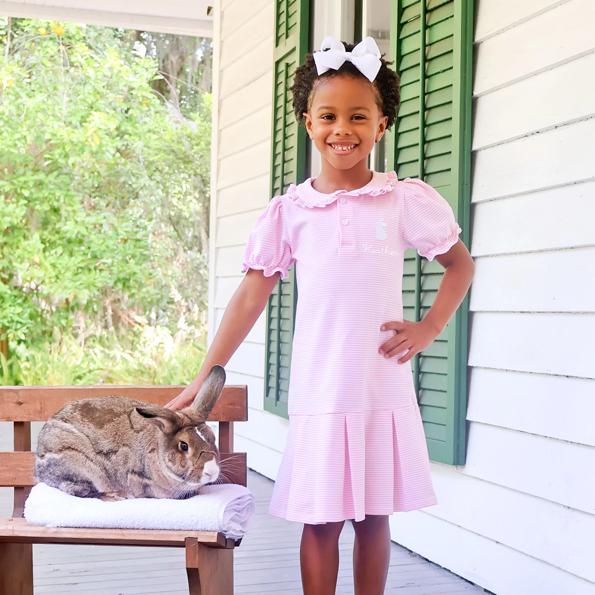 Bunny Pink Stripe Ruth Dress - Image 3