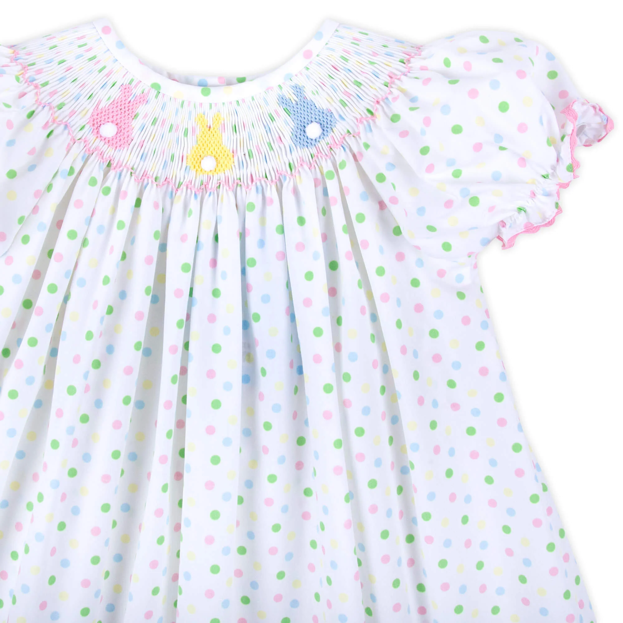 Bunny Smocked Colorful Polka Dot Bubble - Image 4