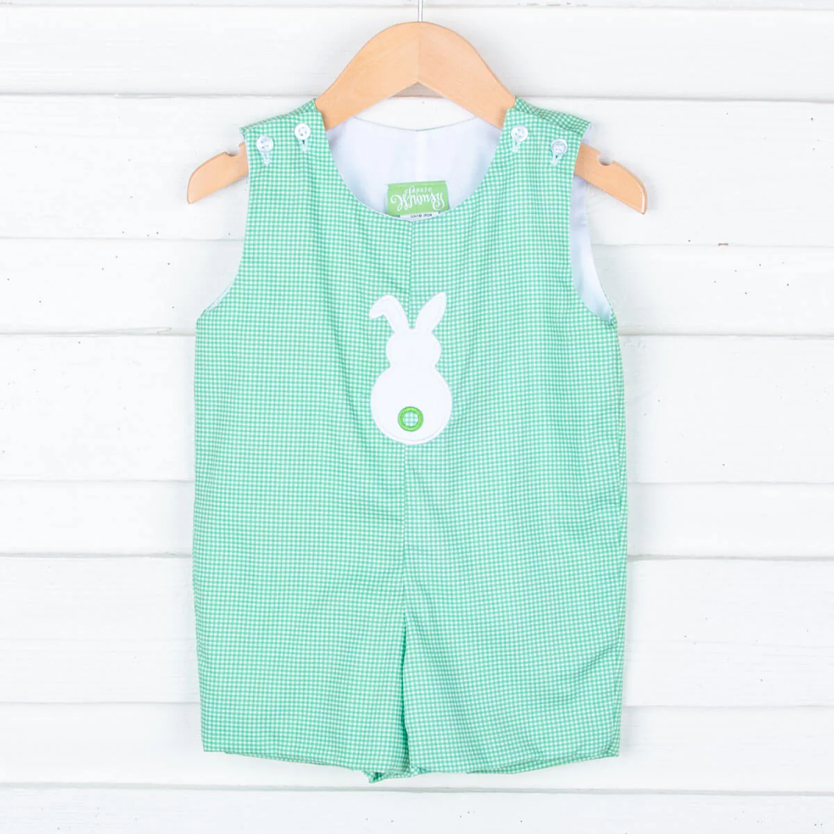 Bunny Green Gingham Jon Jon - Image 2