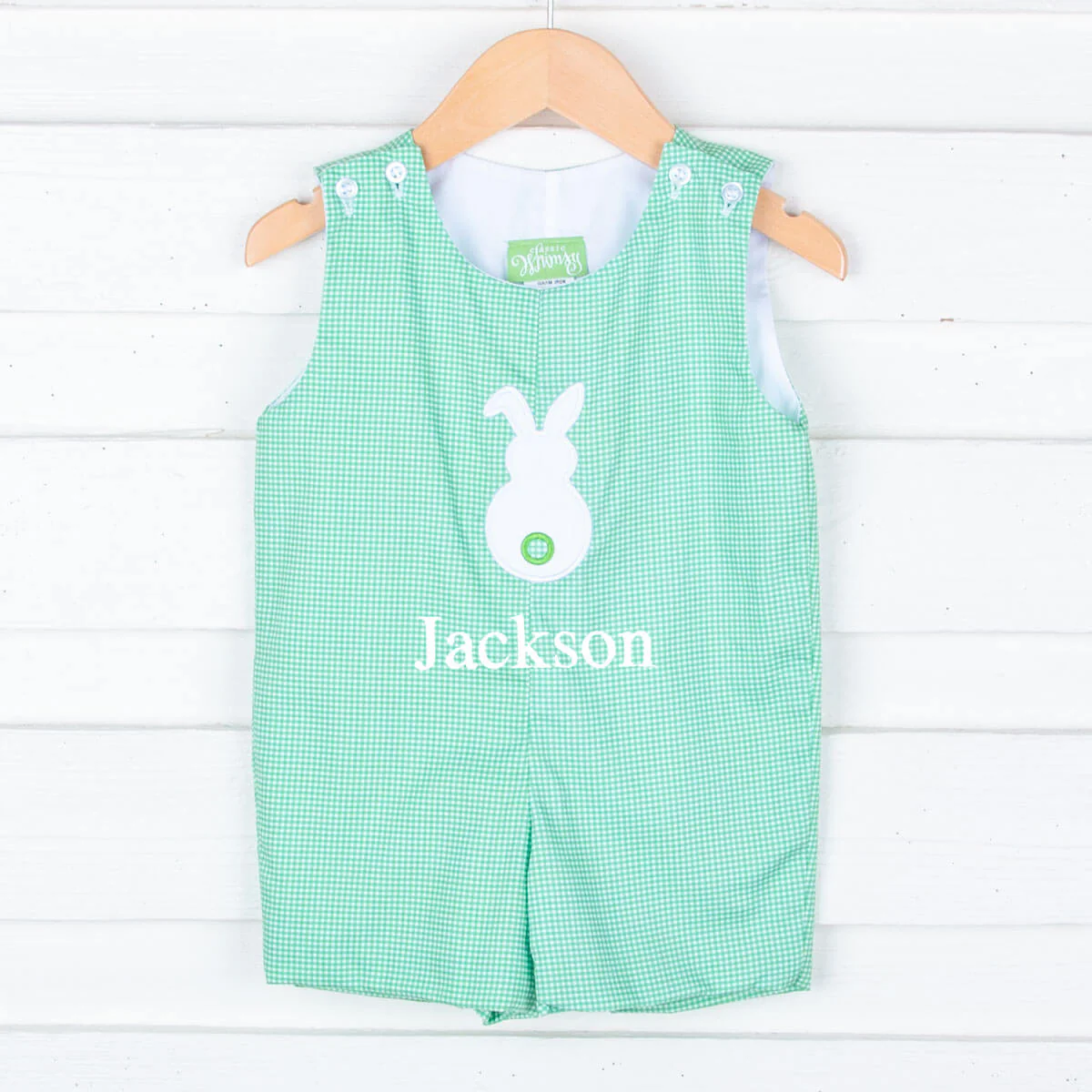Bunny Green Gingham Jon Jon - Image 3