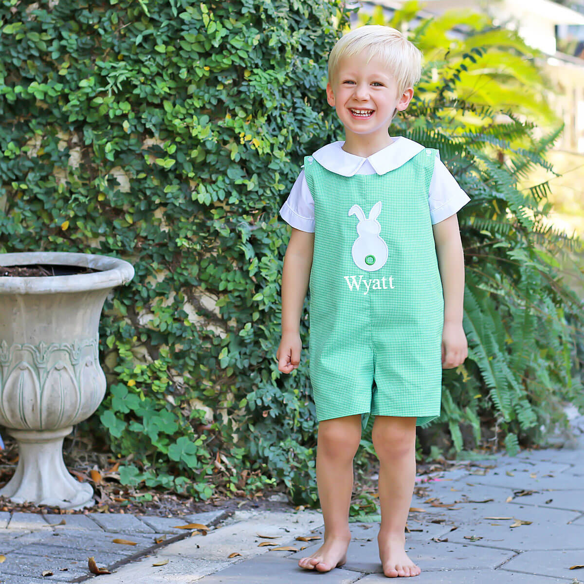 Bunny Green Gingham Jon Jon - Image 4