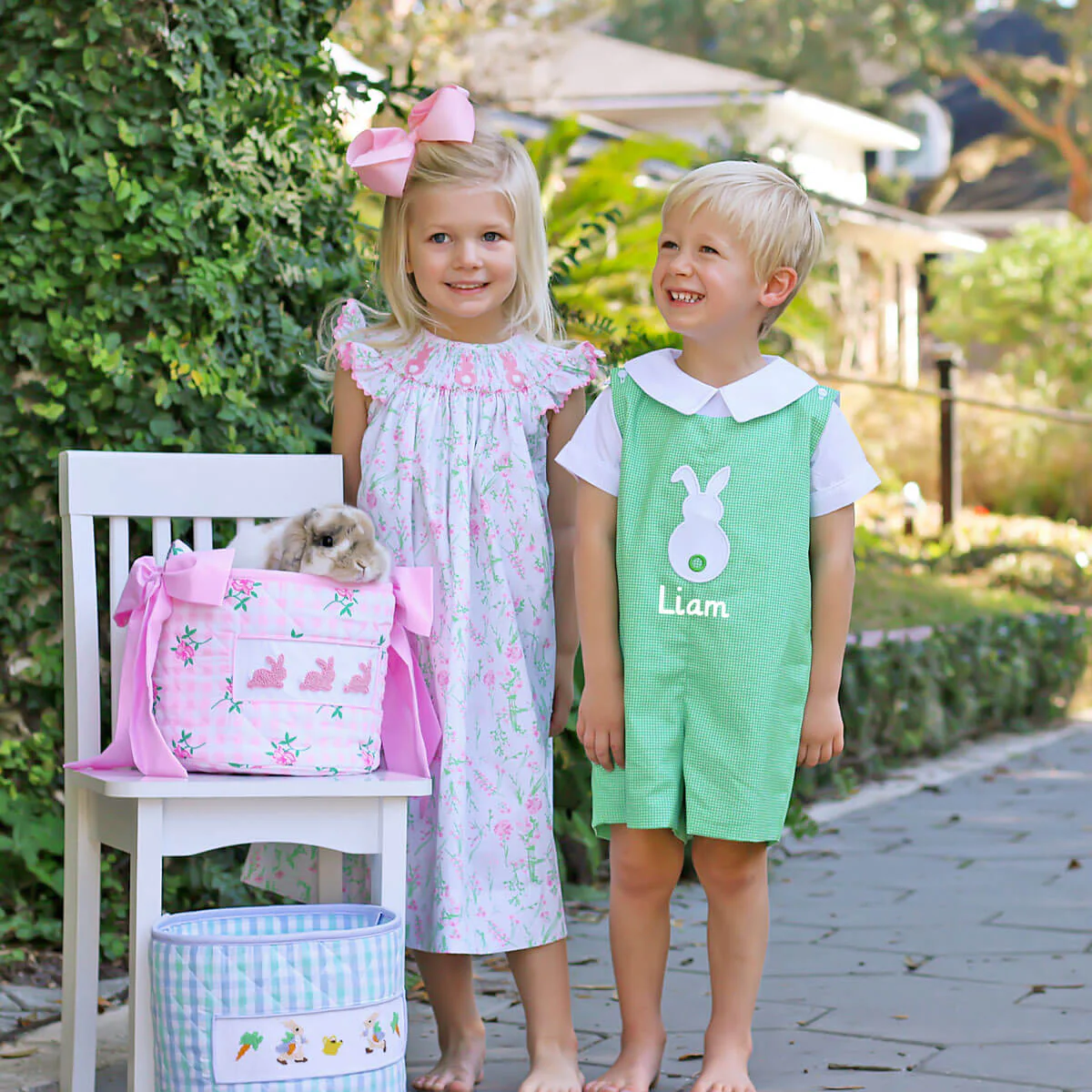 Bunny Green Gingham Jon Jon - Image 5