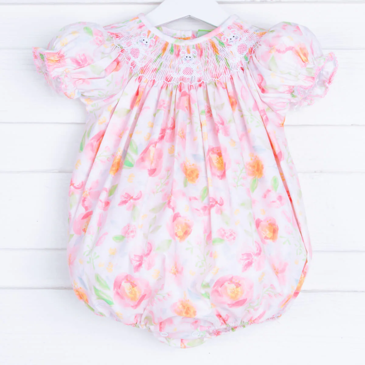 Bunny Smocked Peony Floral Bishop Bubble - Image 2
