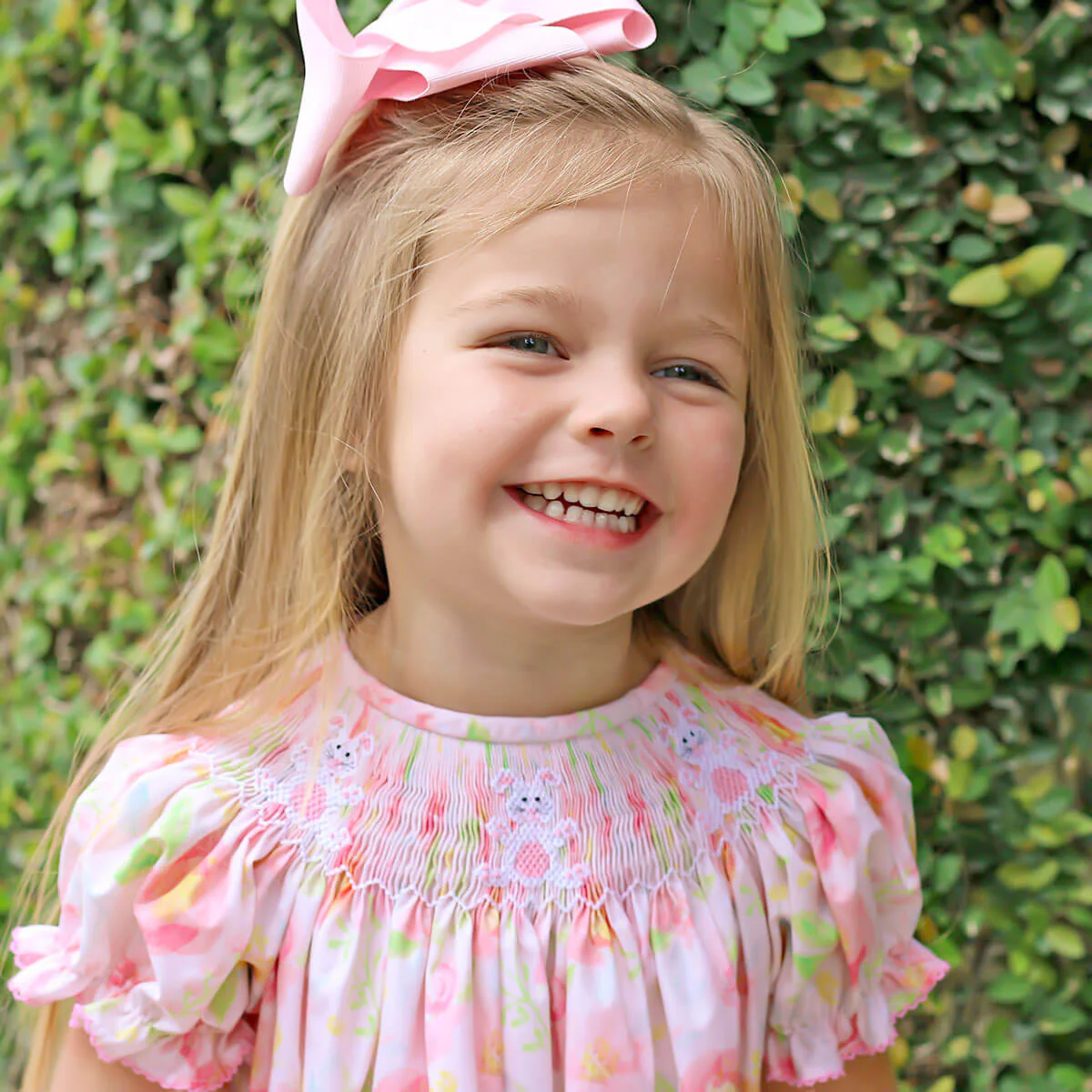 Bunny Smocked Peony Floral Bishop Bubble - Image 3