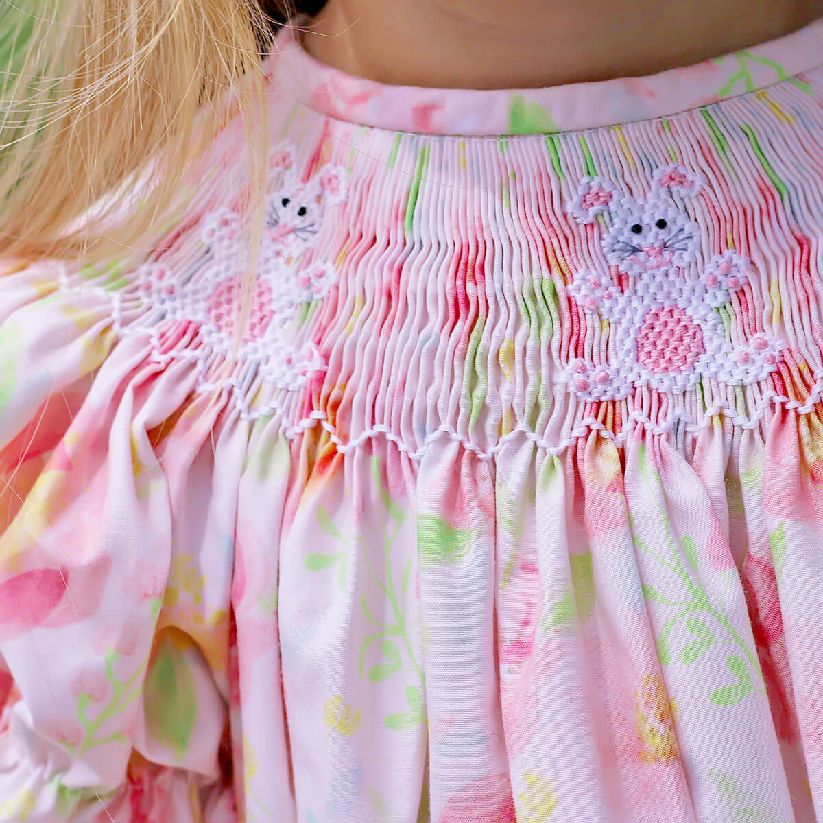 Bunny Smocked Peony Floral Bishop Bubble - Image 4