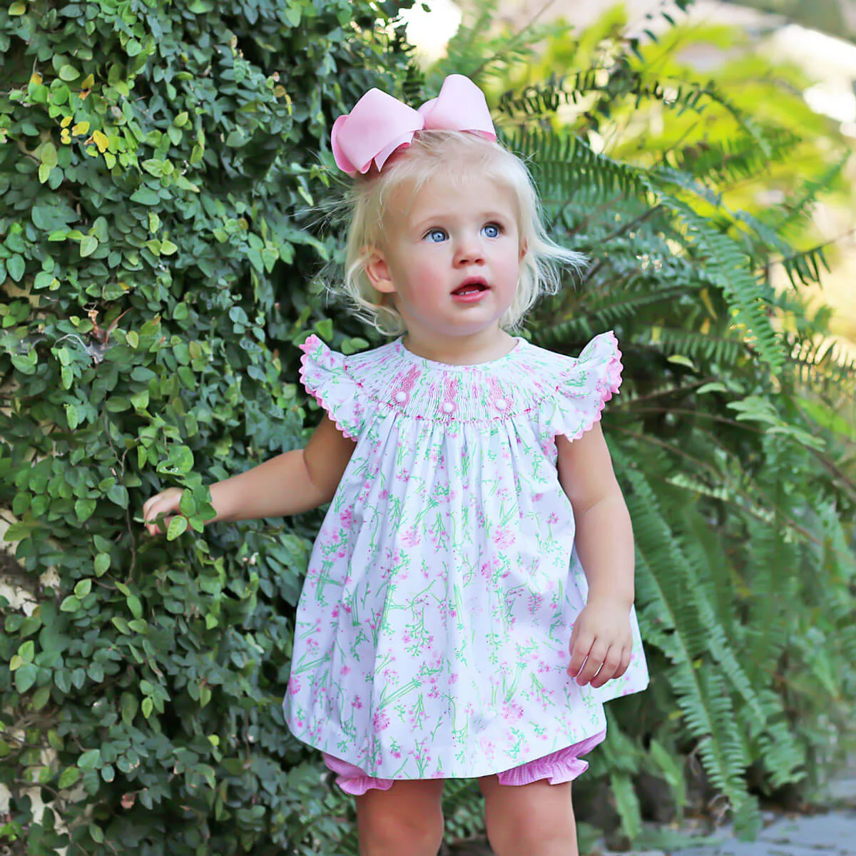 Bunny Smocked Spring Floral Bloomer Set - Image 3