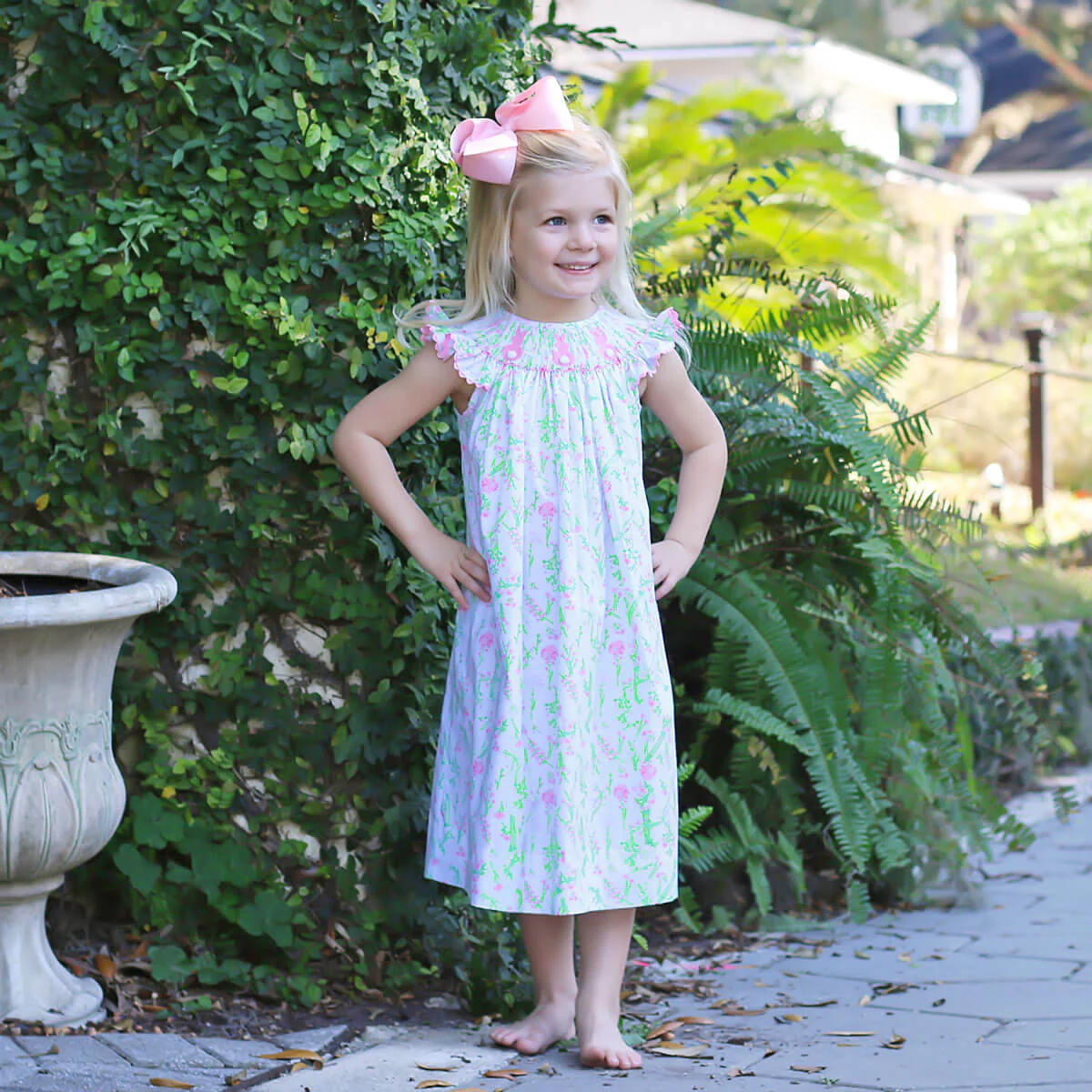 Bunny Smocked Spring Floral Dress - Image 2