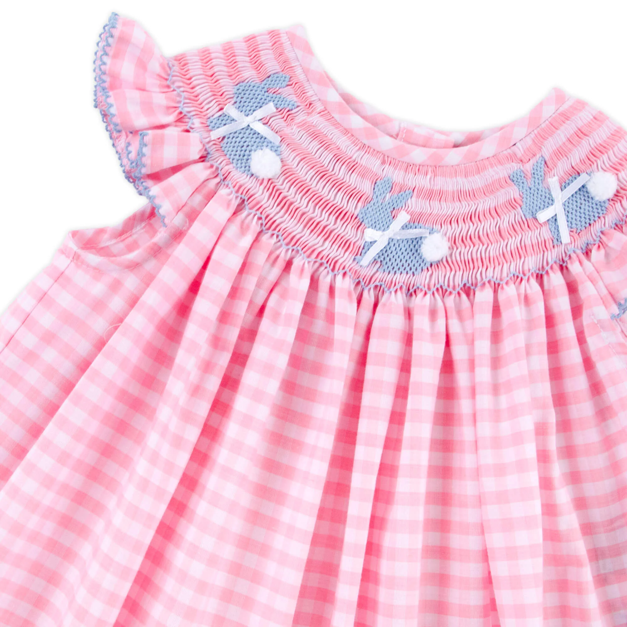 Bunny Tail Smocked Pink Gingham Dress - Image 2