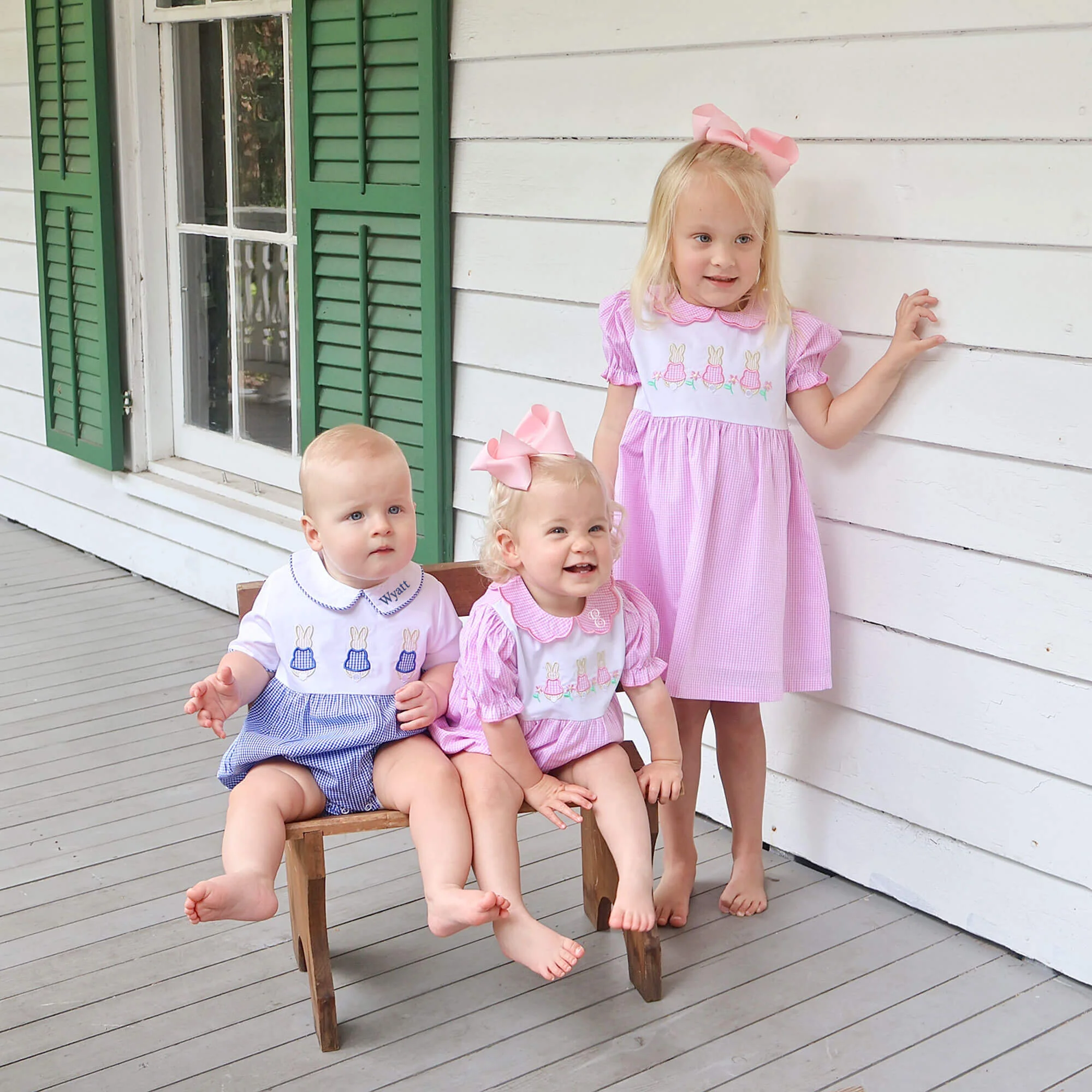 Storybook Bunny Trio Pink Gingham Bubble - Image 5
