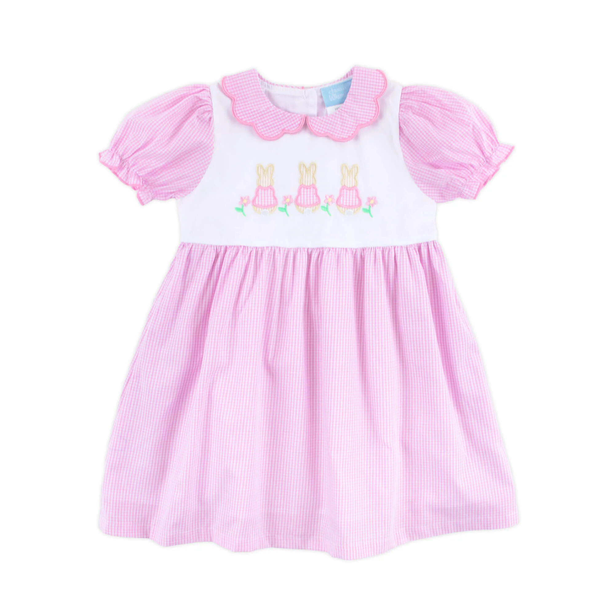 Storybook Bunny Trio Pink Gingham Dress - Image 2