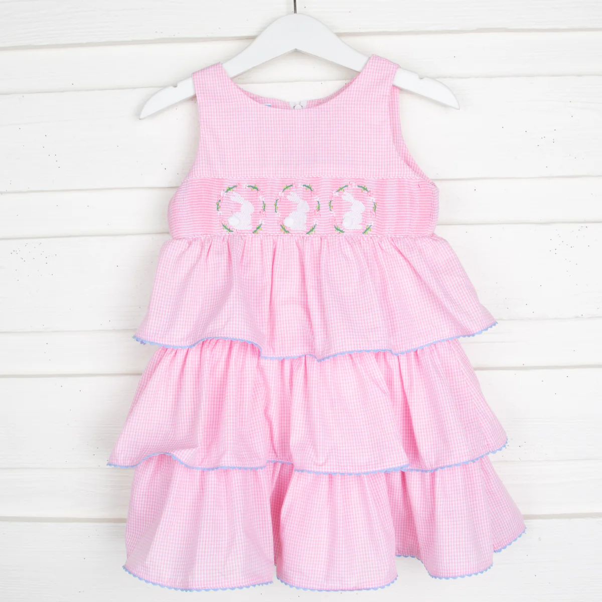Bunny Wreath Smocked Tiered Dress - Image 2