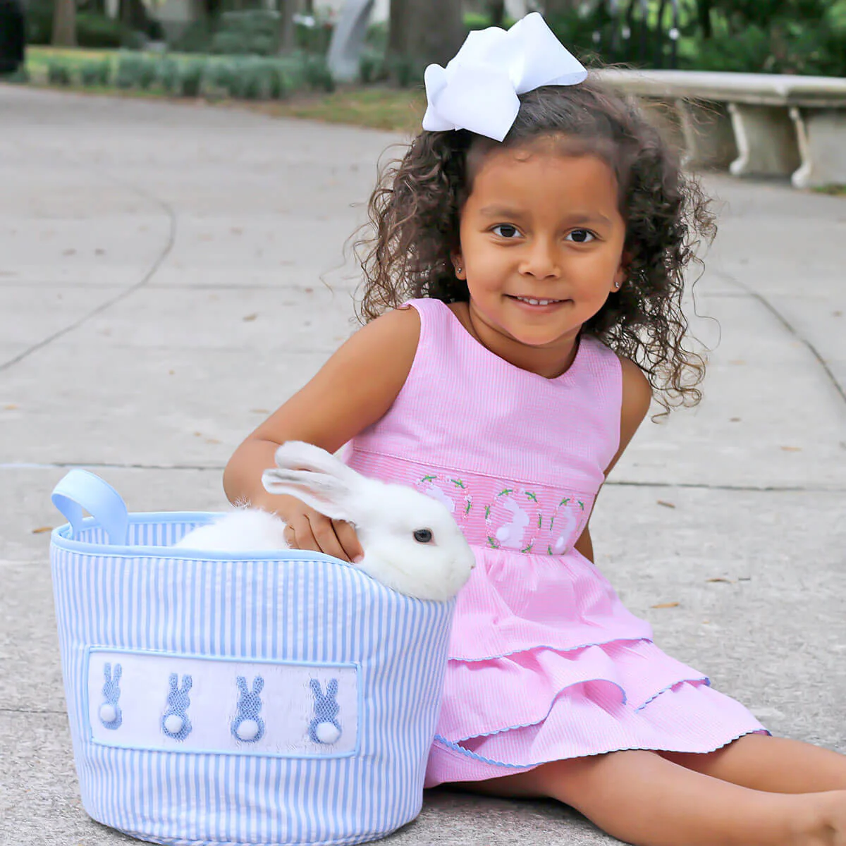 Bunny Wreath Smocked Tiered Dress - Image 3