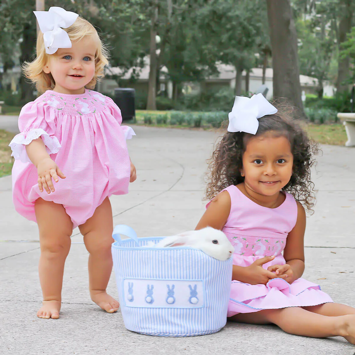 Bunny Wreath Smocked Tiered Dress - Image 4