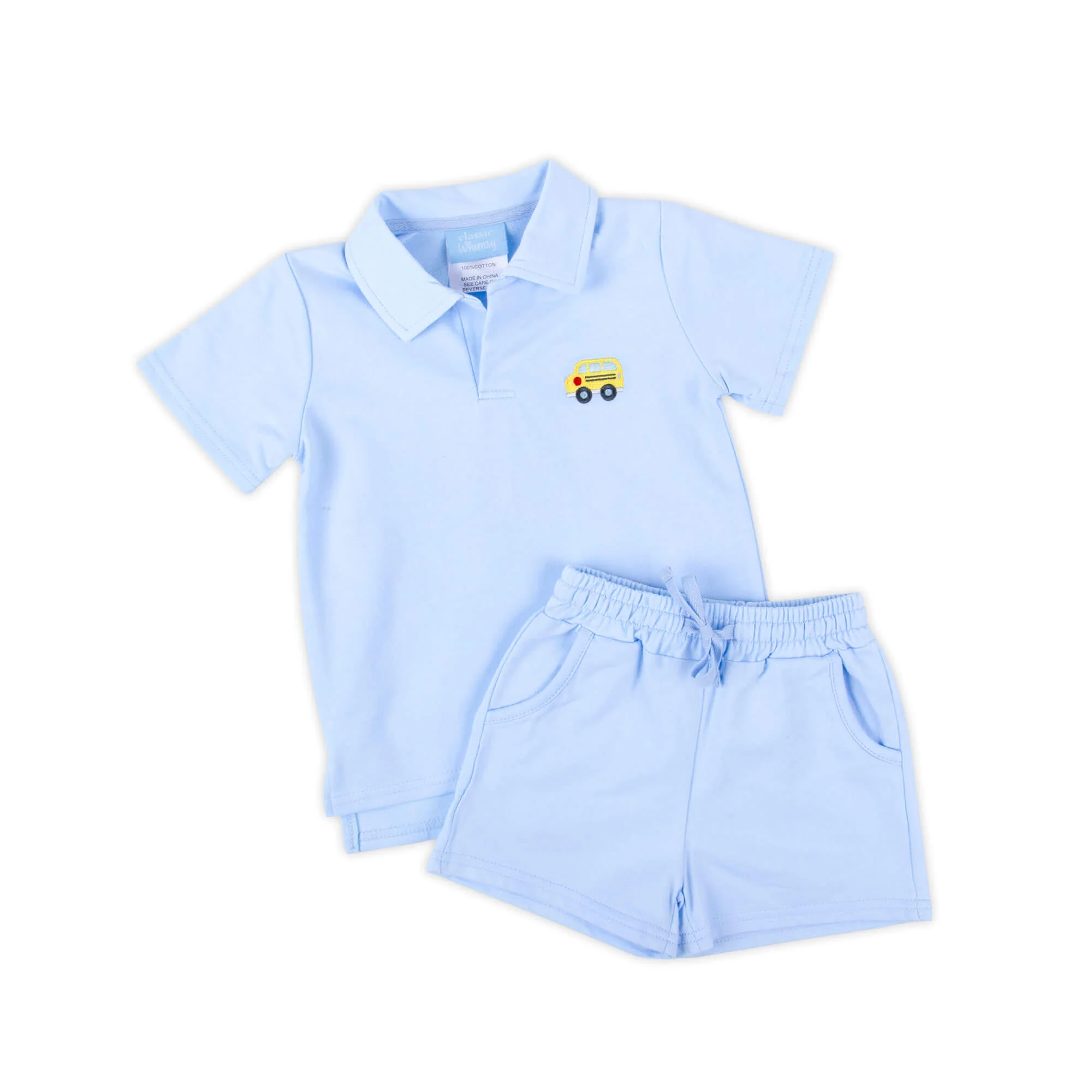 School Bus Light Blue Polo Short Set - Image 4