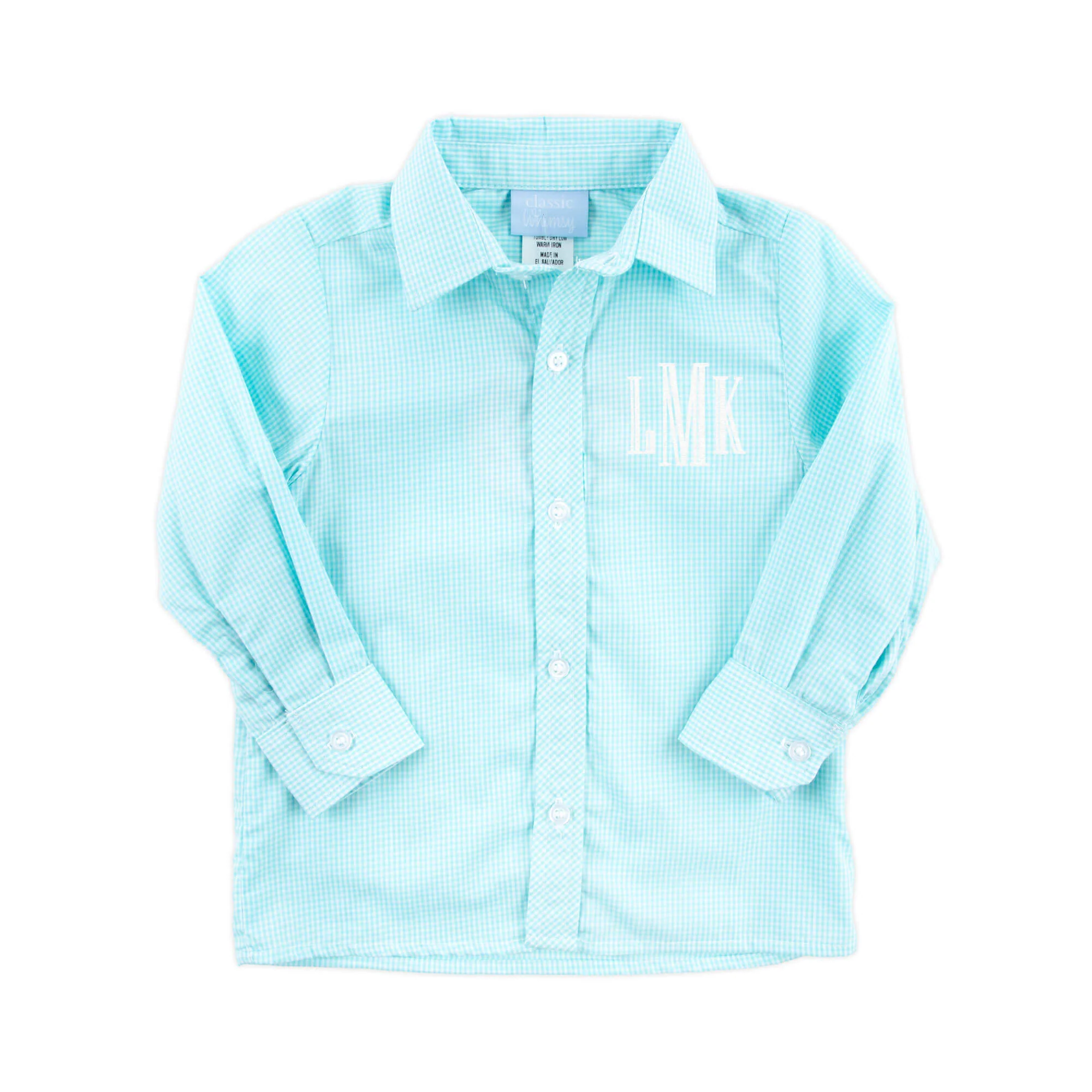 Mint Gingham Button Down Shirt - Image 2