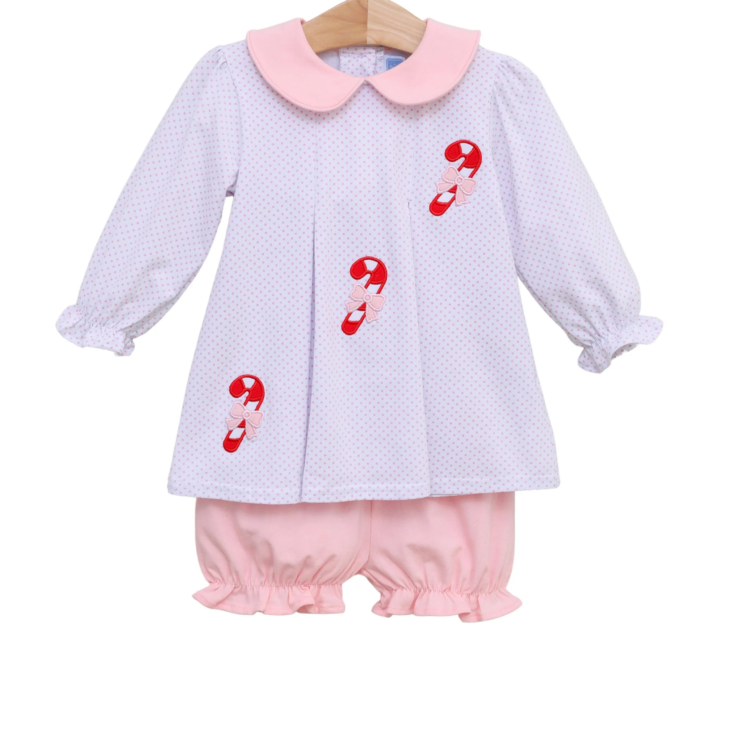 Candy Cane Long Sleeve Polka Dot Bloomer Set - Image 2