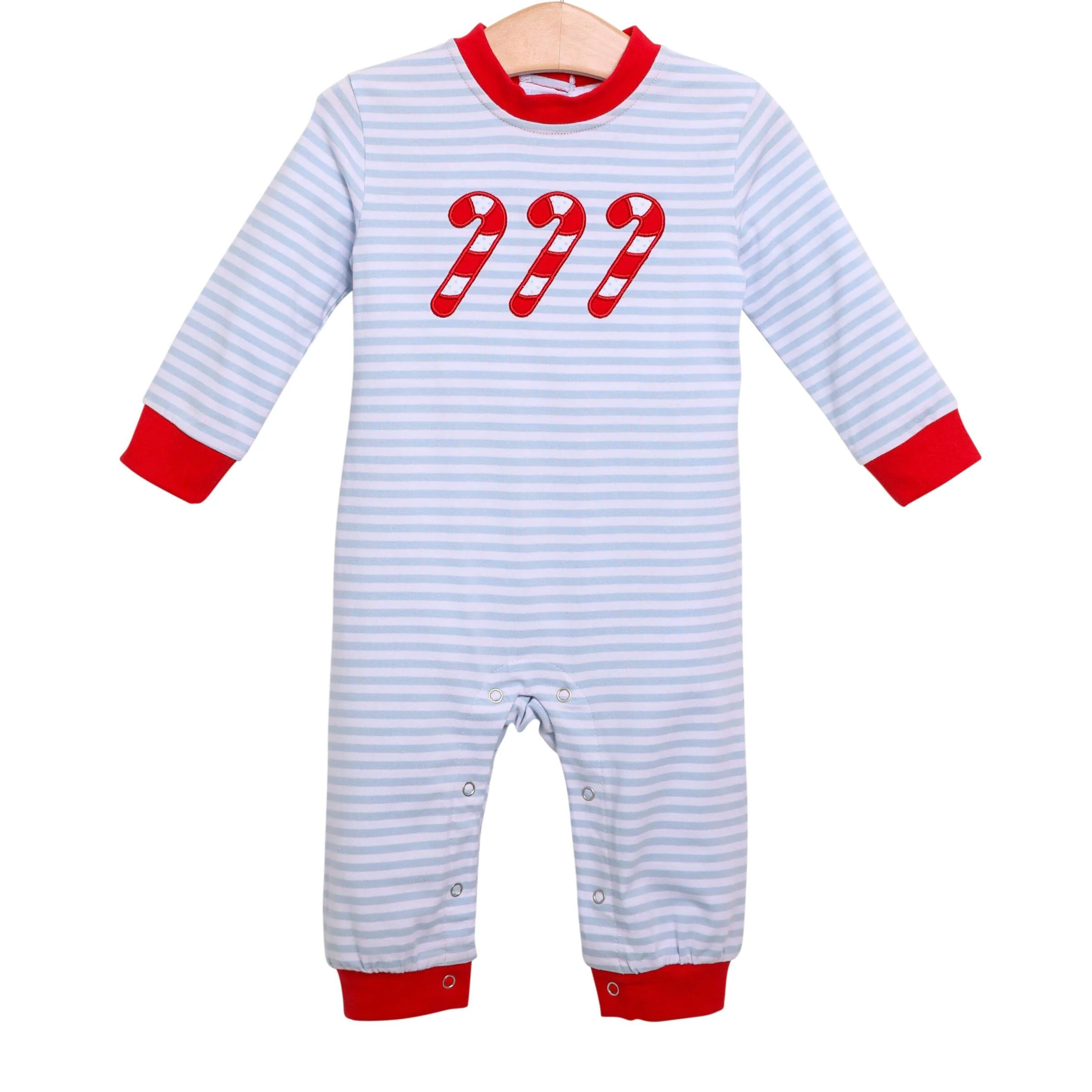 Candy Cane Long Sleeve Stripe Romper - Image 2