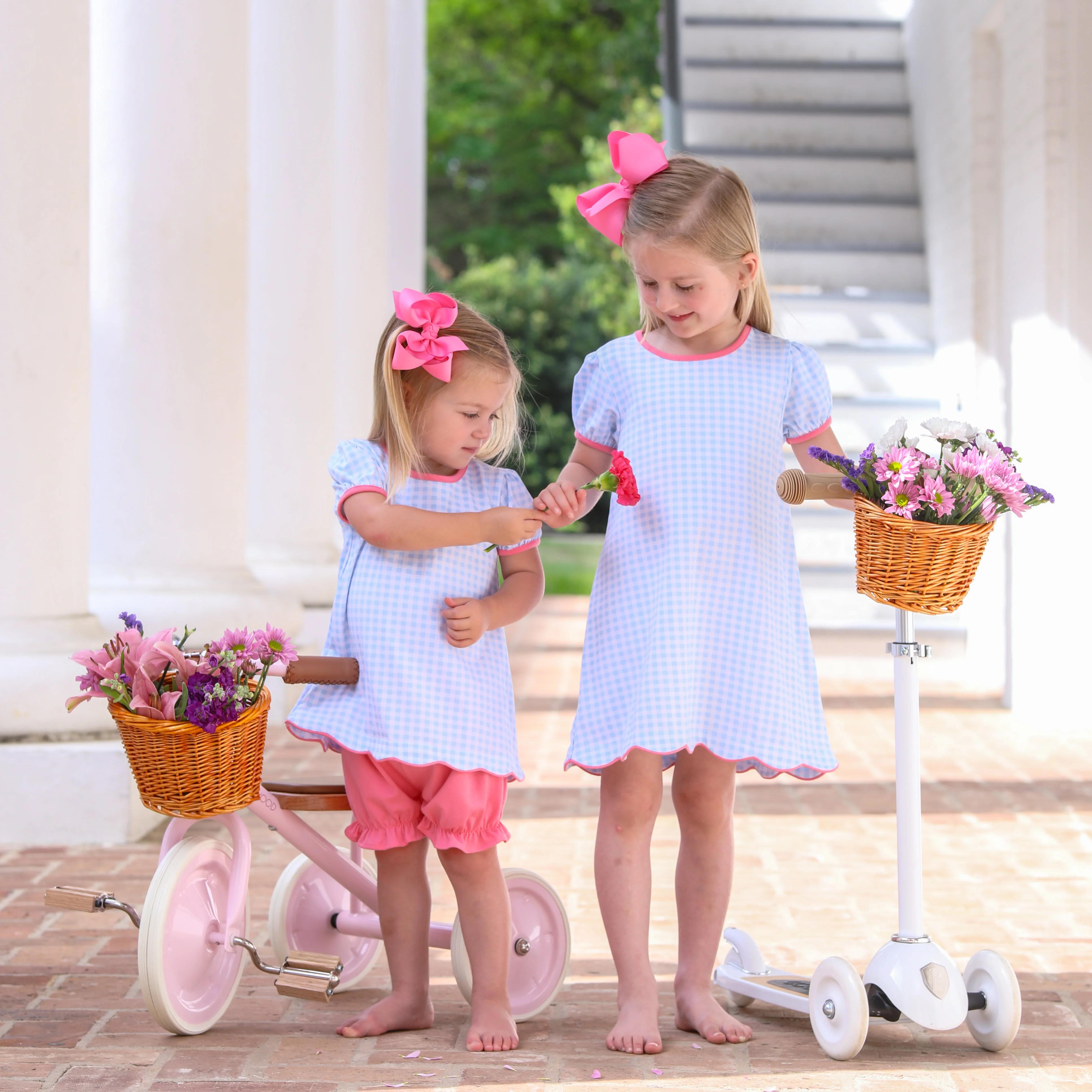 Cecilia Light Blue Knit Gingham Bloomer Set - Image 3