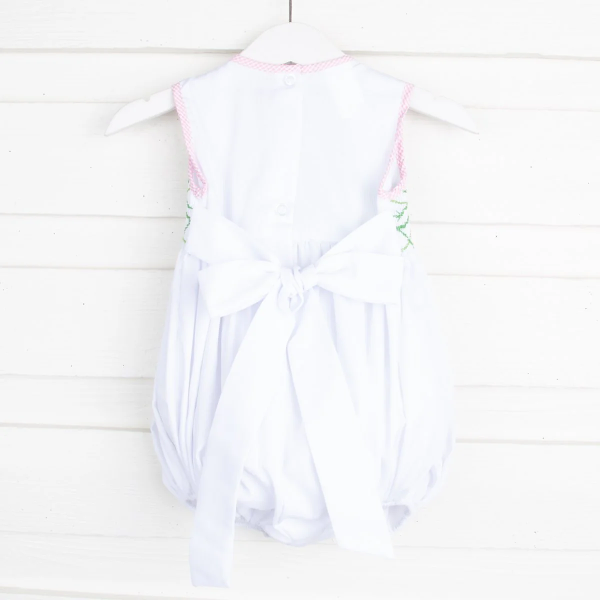 Chest Smocked Geometric Bubble White Pique - Image 2