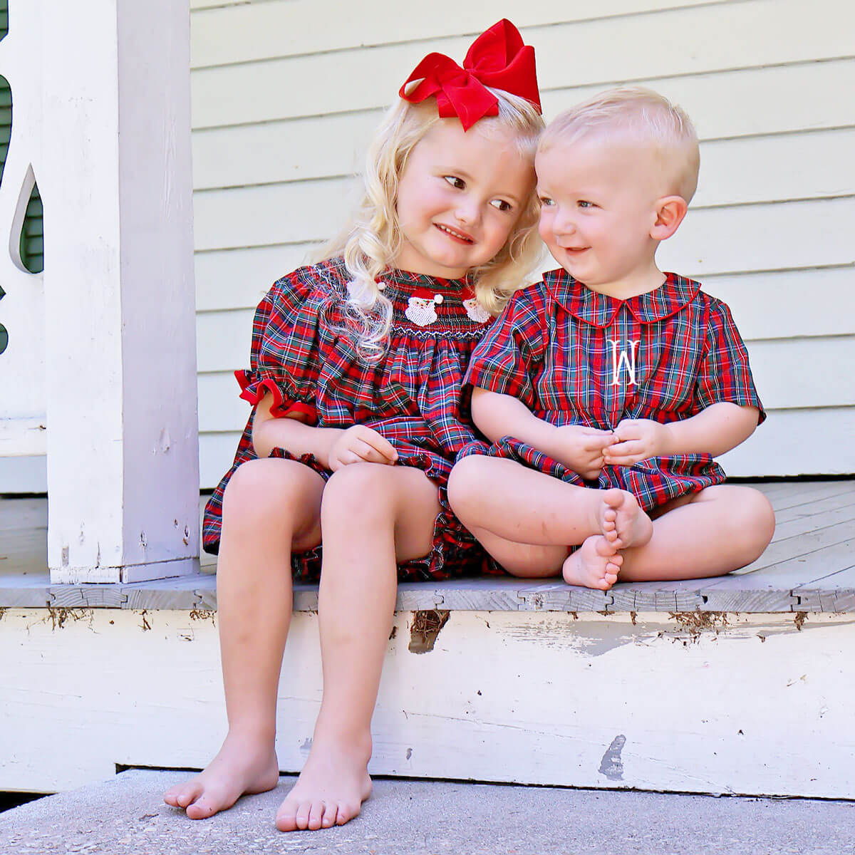 Christmas Eve Plaid Collared Boy Bubble - Image 3