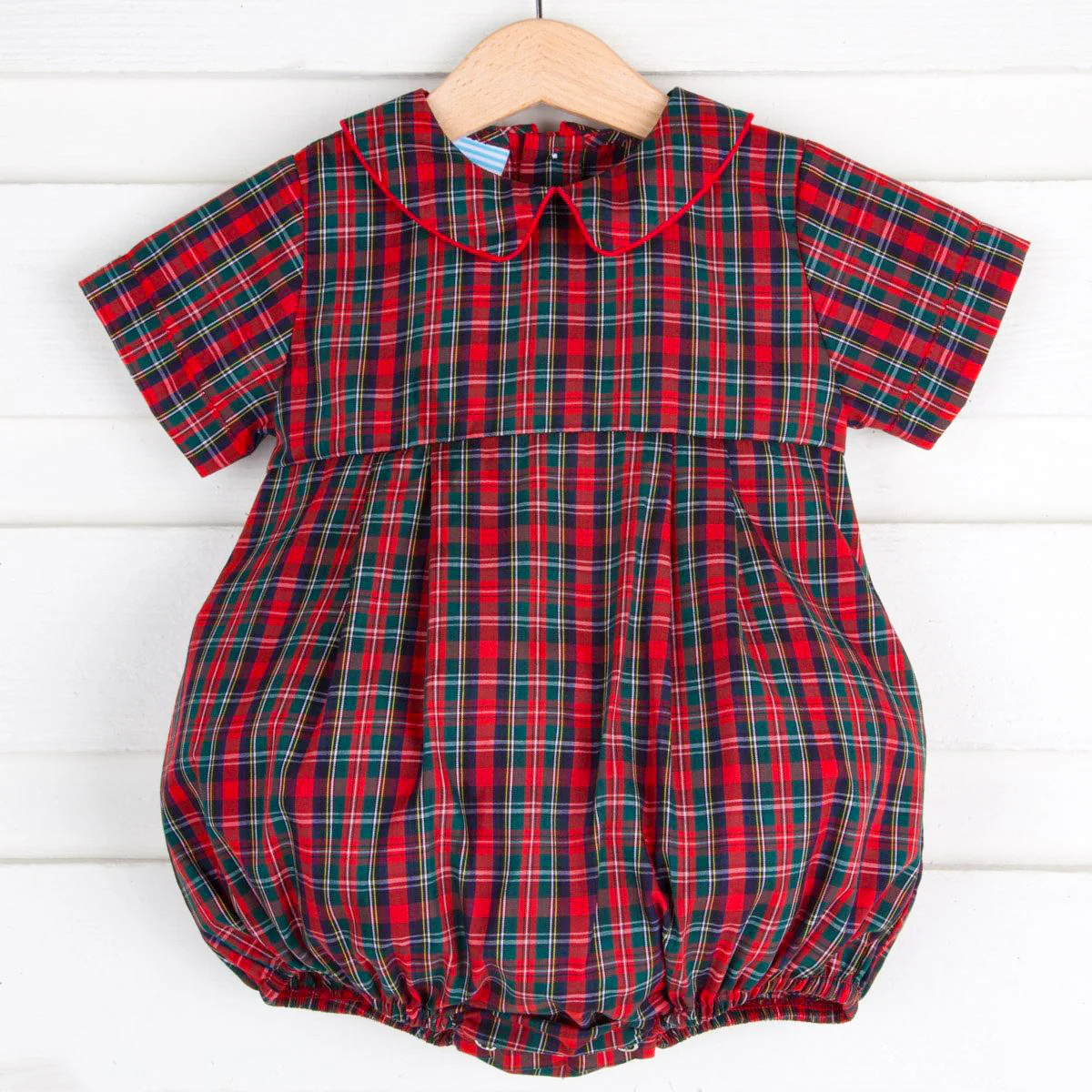 Christmas Eve Plaid Collared Boy Bubble - Image 4