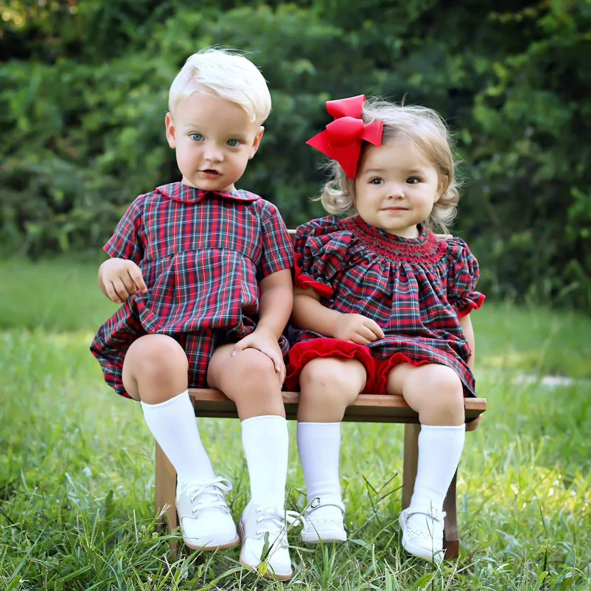 Christmas Eve Plaid Collared Boy Bubble - Image 5