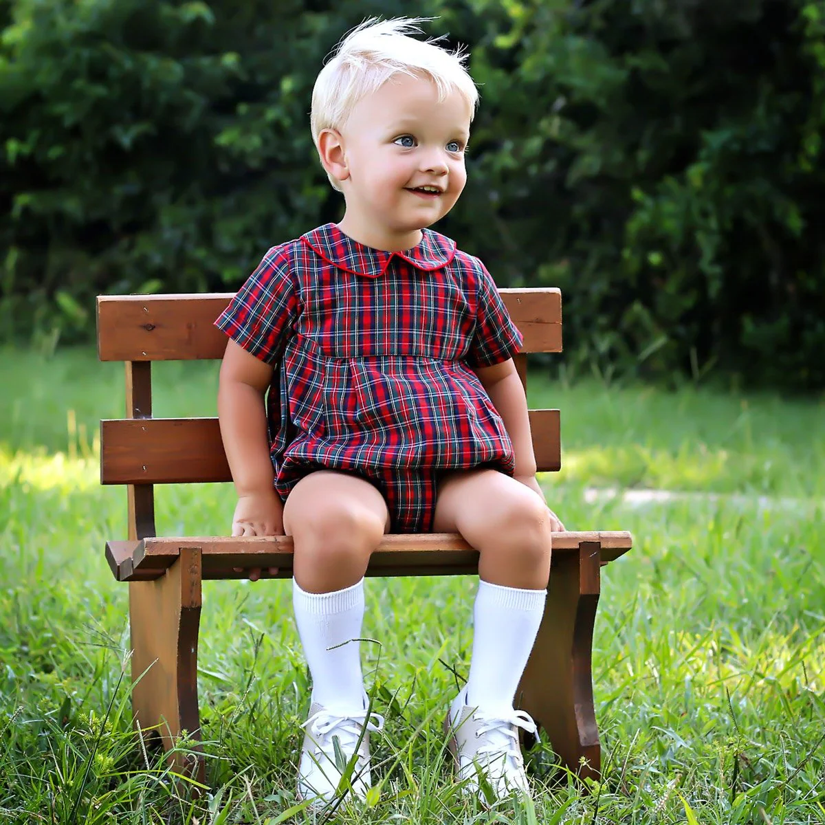 Christmas Eve Plaid Collared Boy Bubble - Image 7