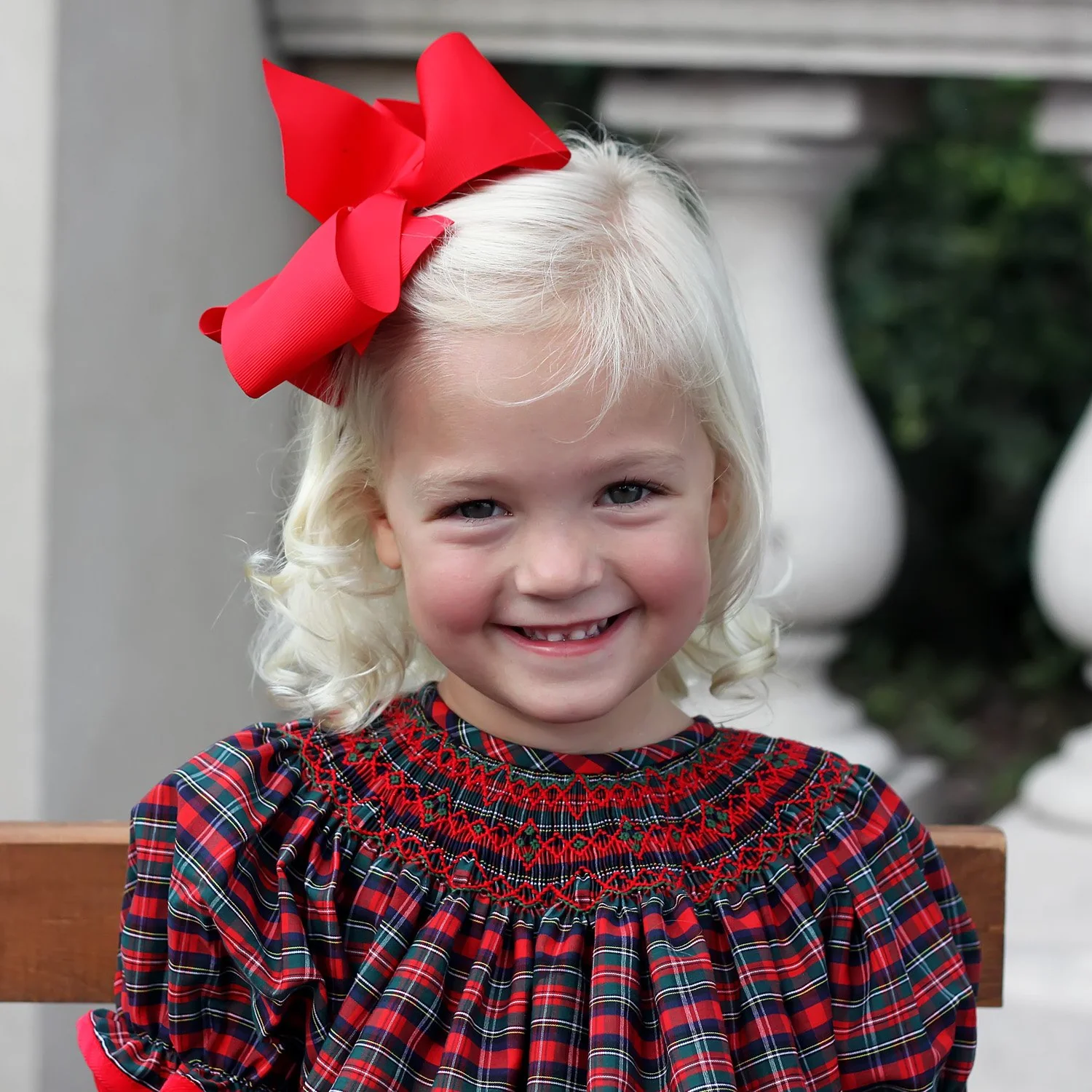 Christmas Eve Plaid Smocked Bishop Dress - Image 5