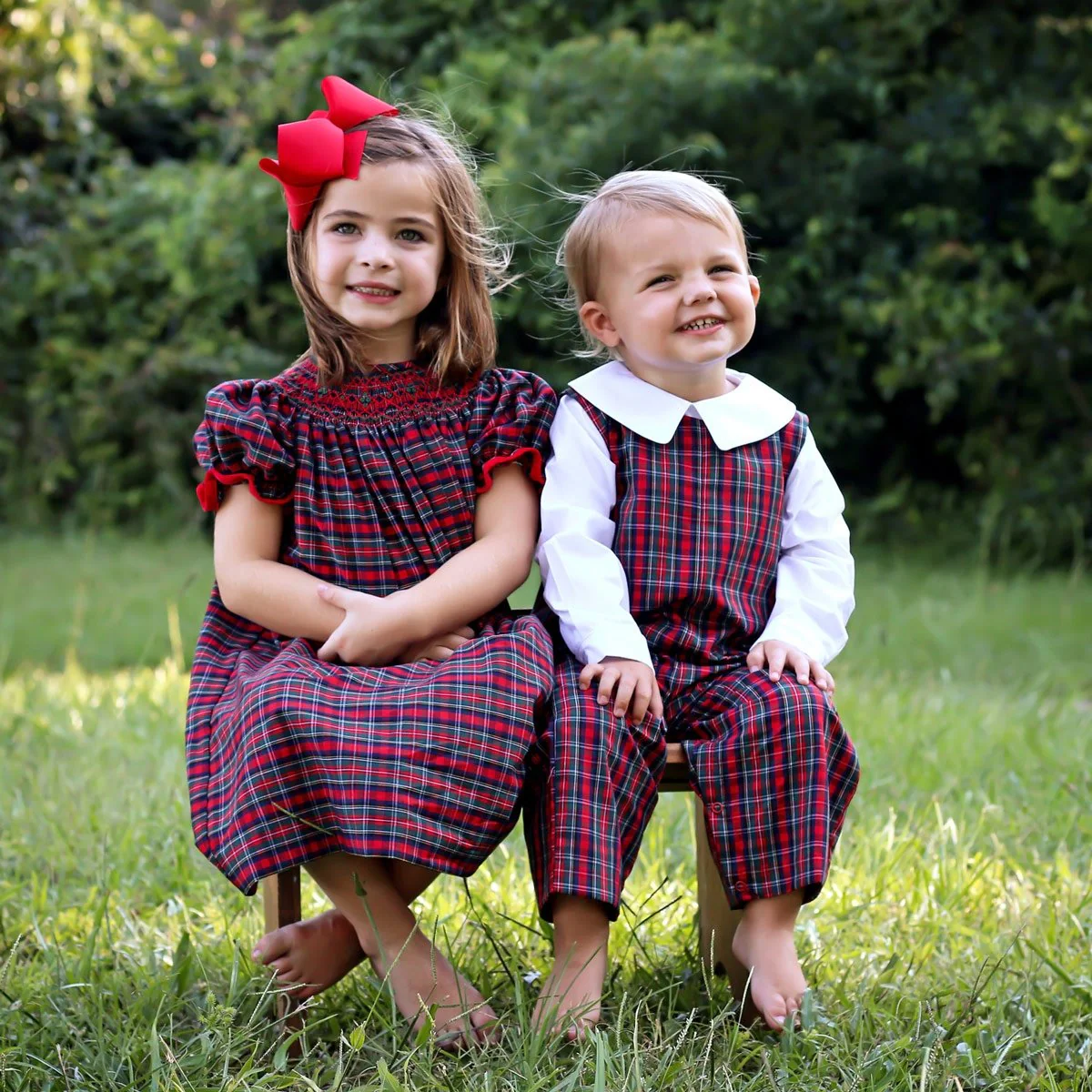 Christmas Eve Plaid Smocked Bishop Dress - Image 7