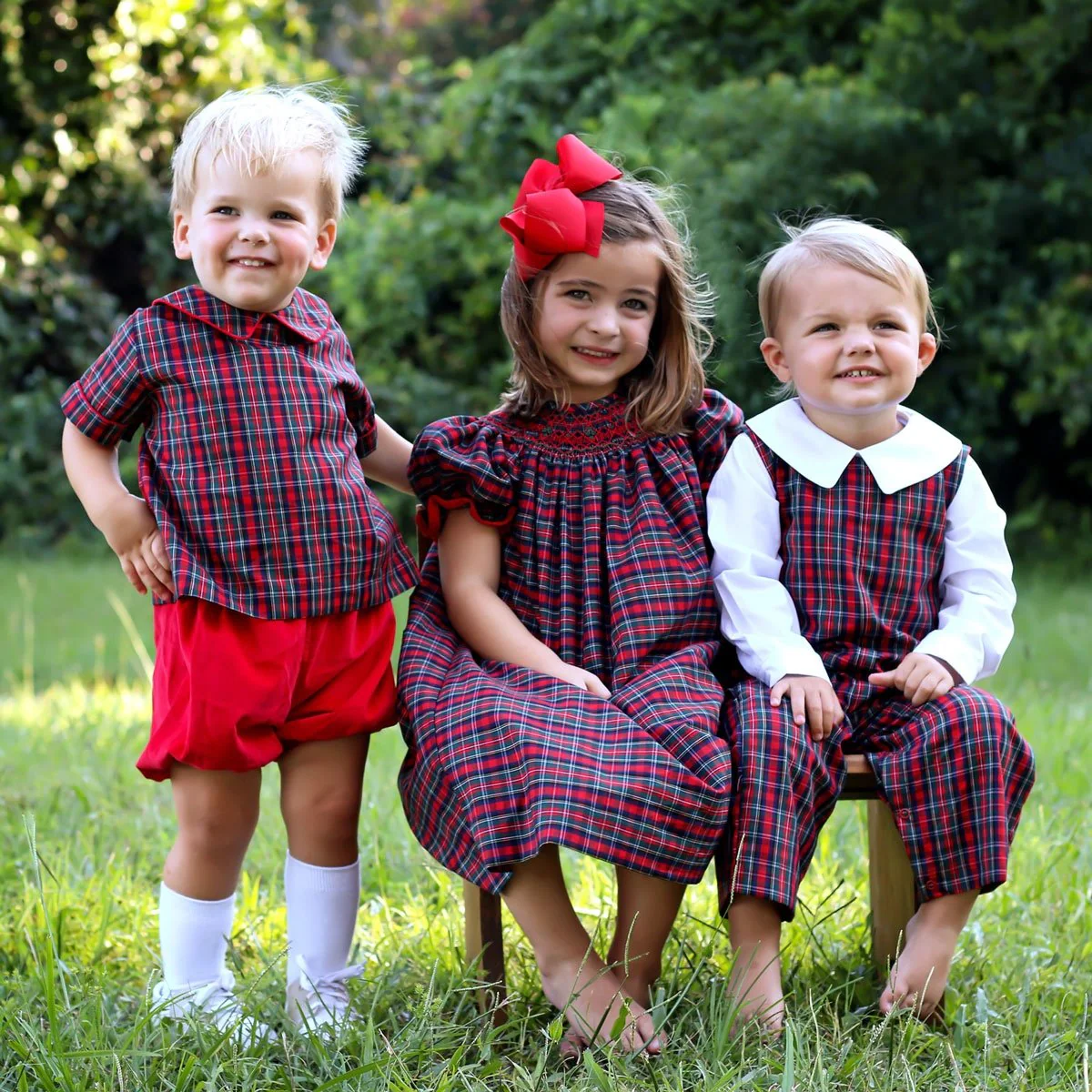 Christmas Eve Plaid Smocked Bishop Dress - Image 9