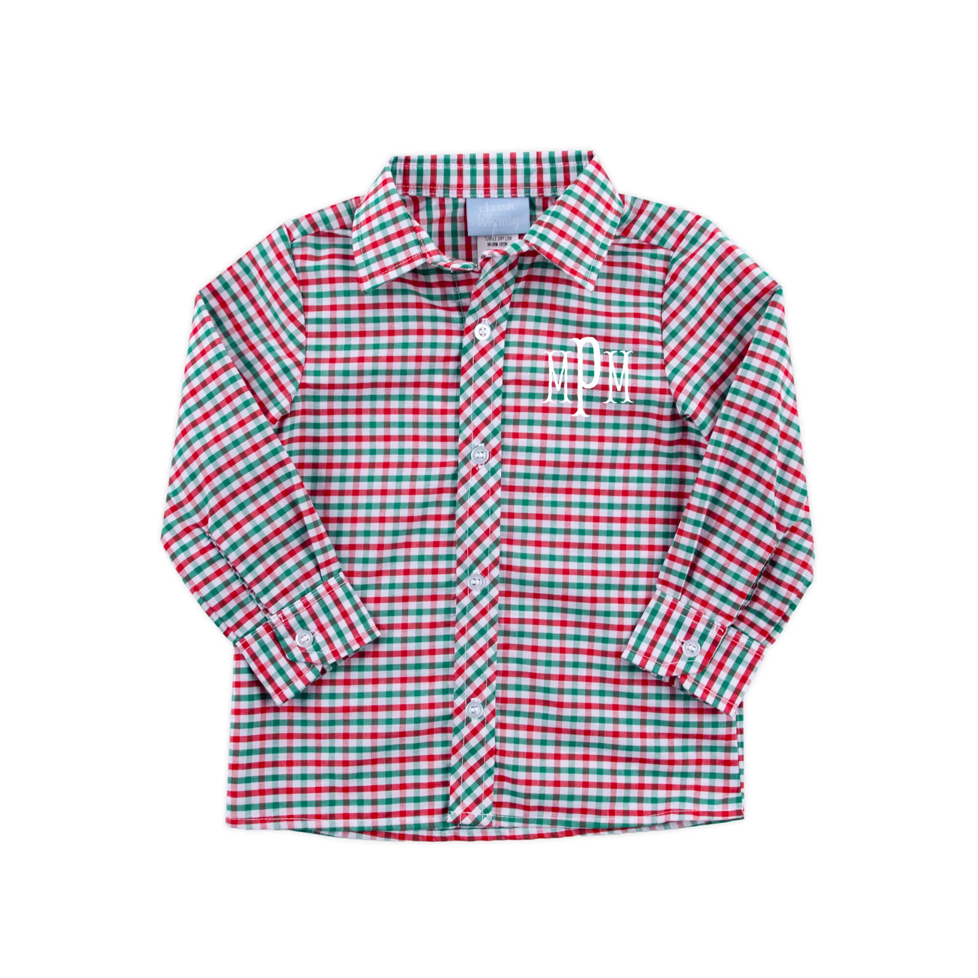 Christmas Card Gingham Button Down Shirt - Image 2