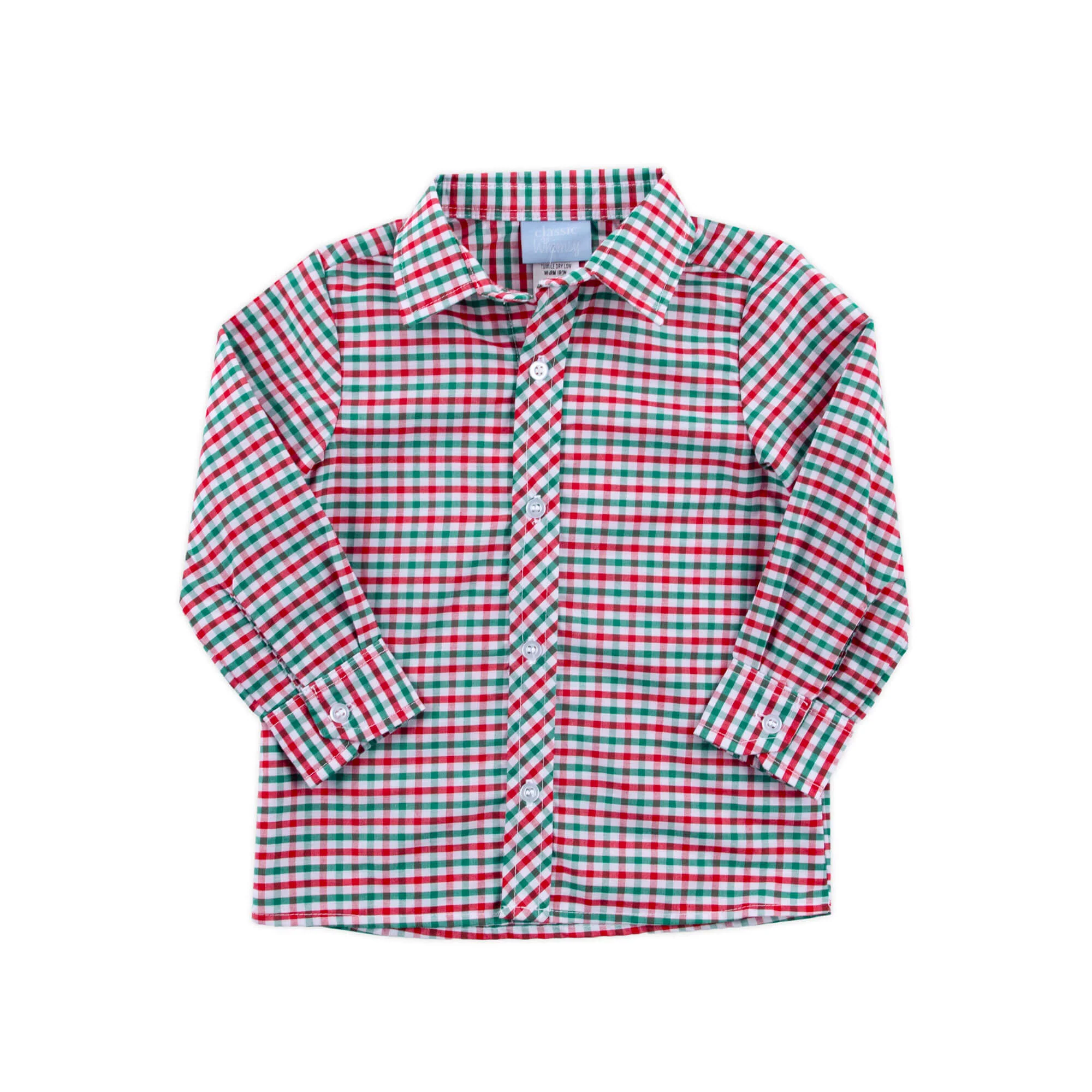 Christmas Card Gingham Button Down Shirt - Image 4