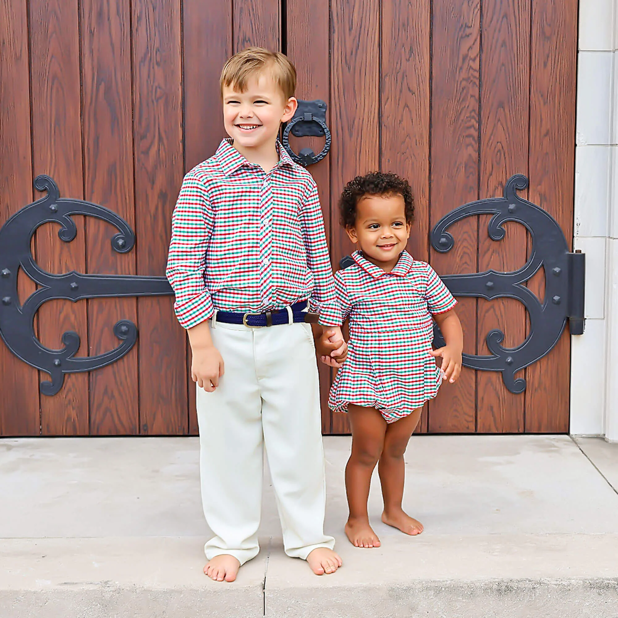 Christmas Card Gingham Button Down Shirt - Image 6